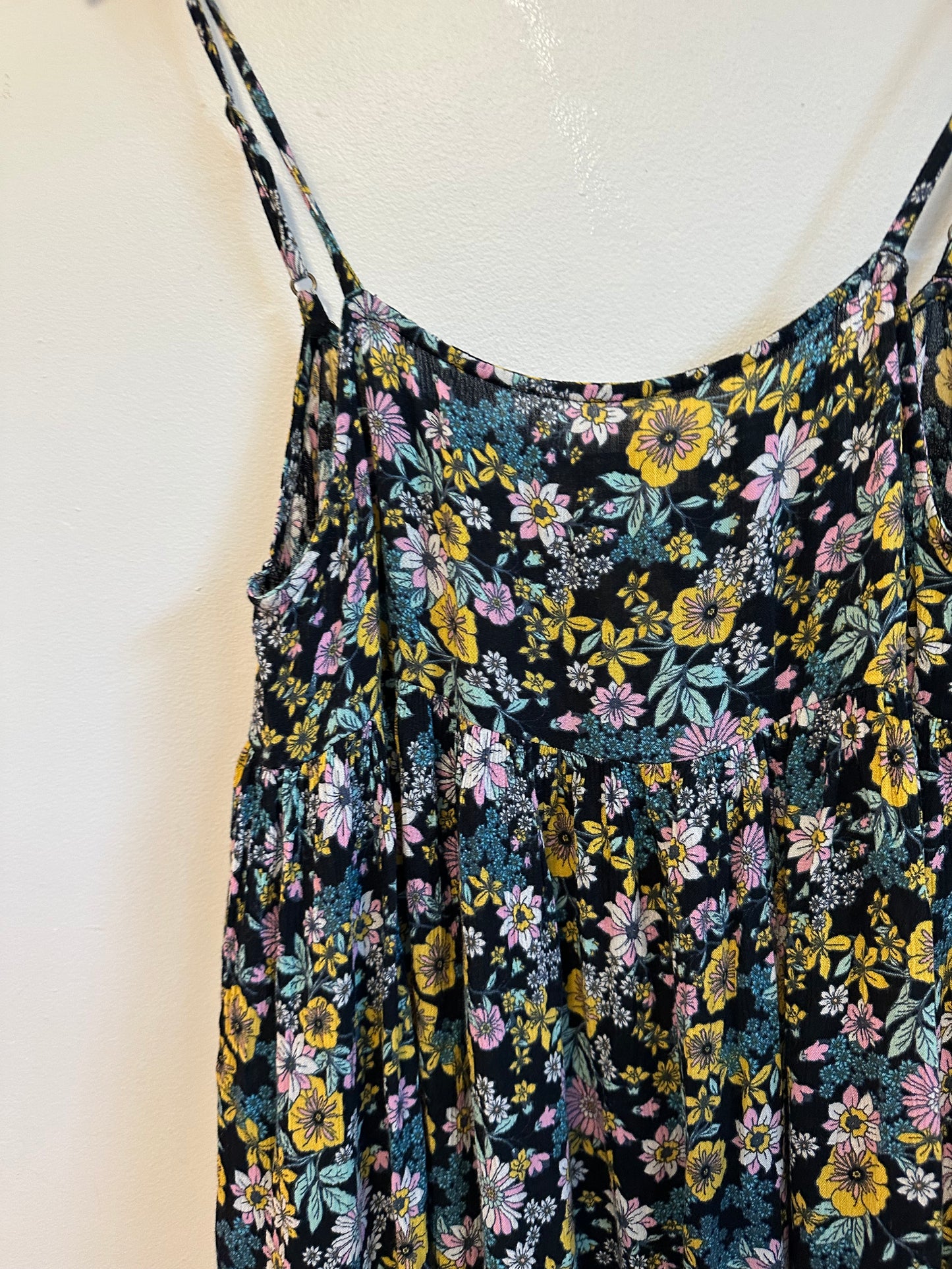 ONeill Floral Mini Sun Dress in Black Floral | Size Medium