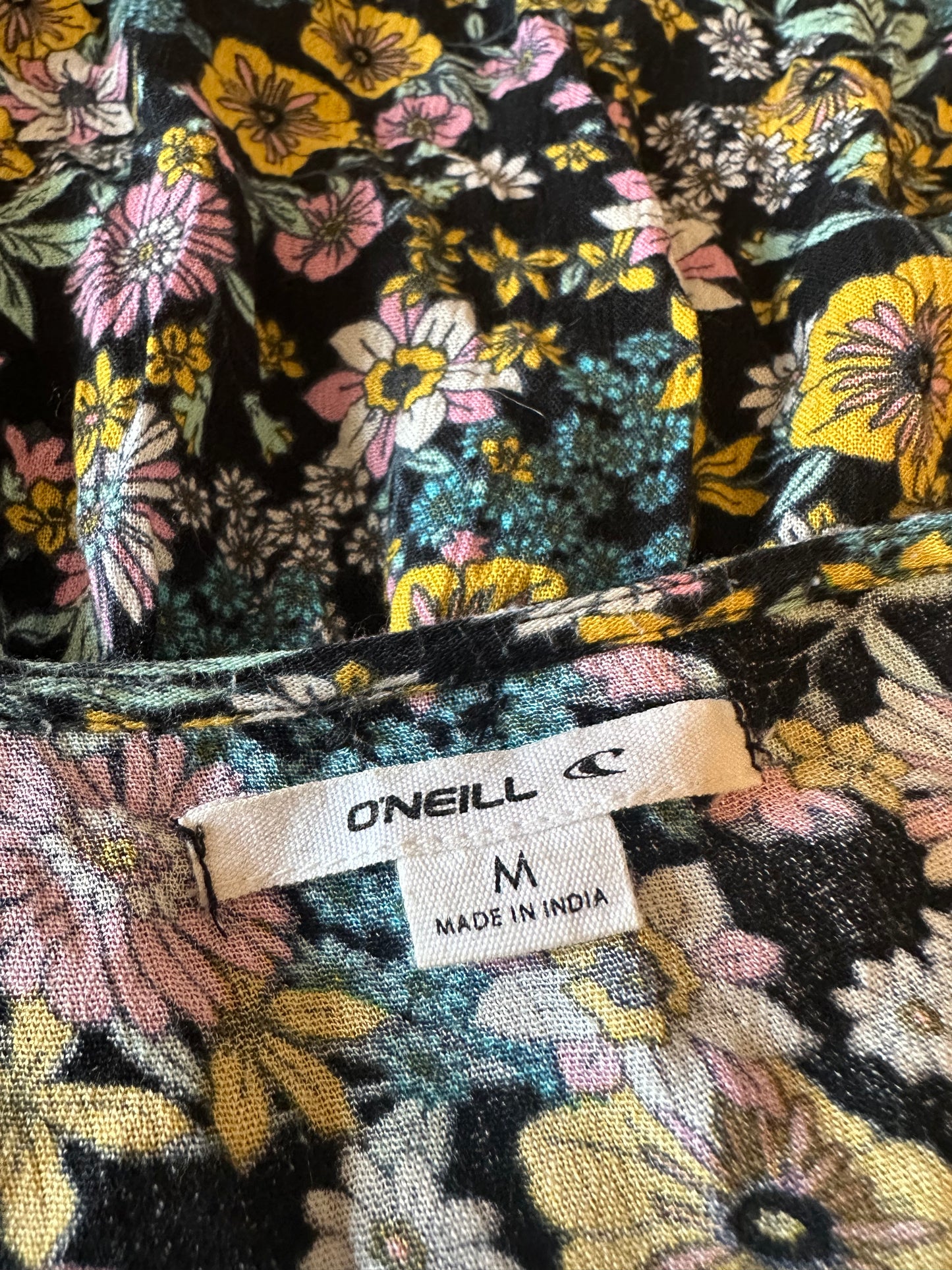 ONeill Floral Mini Sun Dress in Black Floral | Size Medium