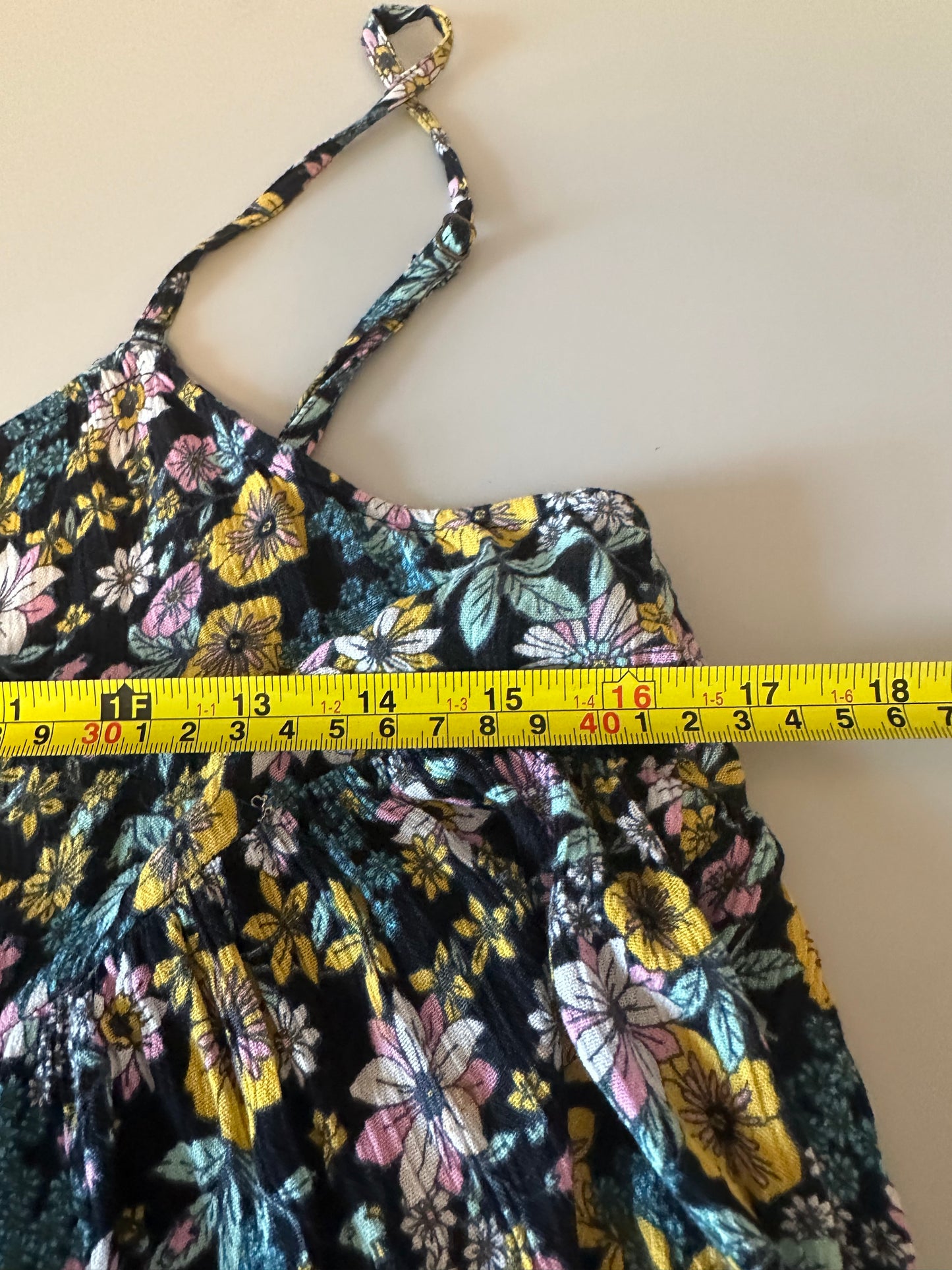 ONeill Floral Mini Sun Dress in Black Floral | Size Medium
