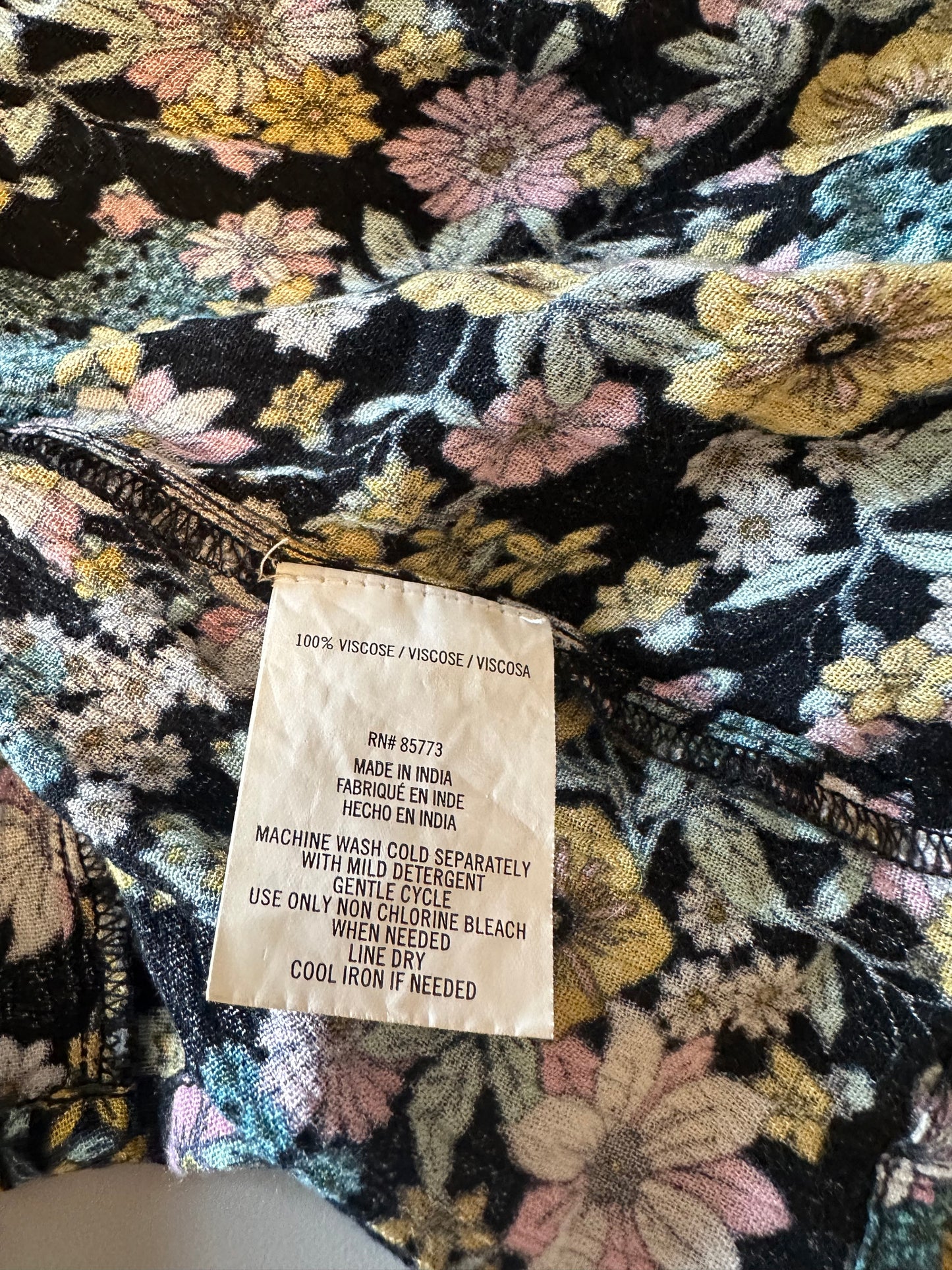ONeill Floral Mini Sun Dress in Black Floral | Size Medium