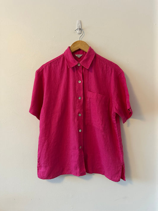 Rails Mackinley Linen Button Front Top in Raspberry Pink | Size Small