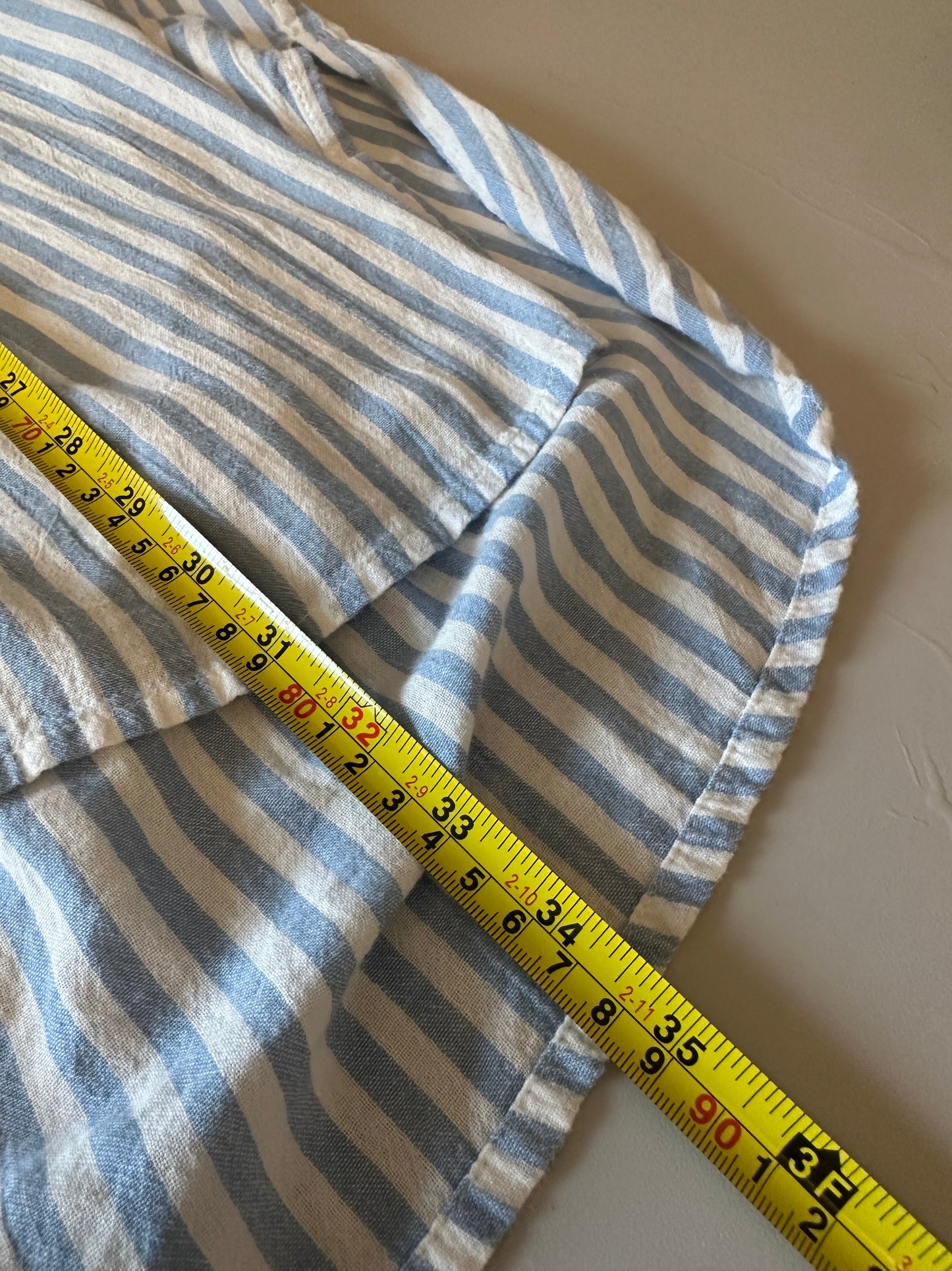O'Neill Blue and White Striped Cotton V-Neck Tunic Shirt | Size Medium