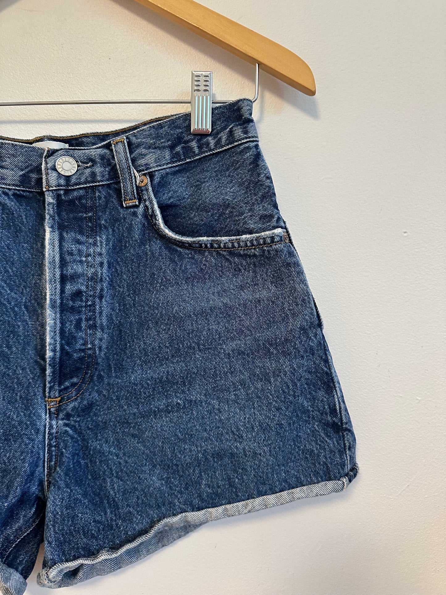 Agolde Dee High Rise Dark Wash Denim Shorts | Size 27