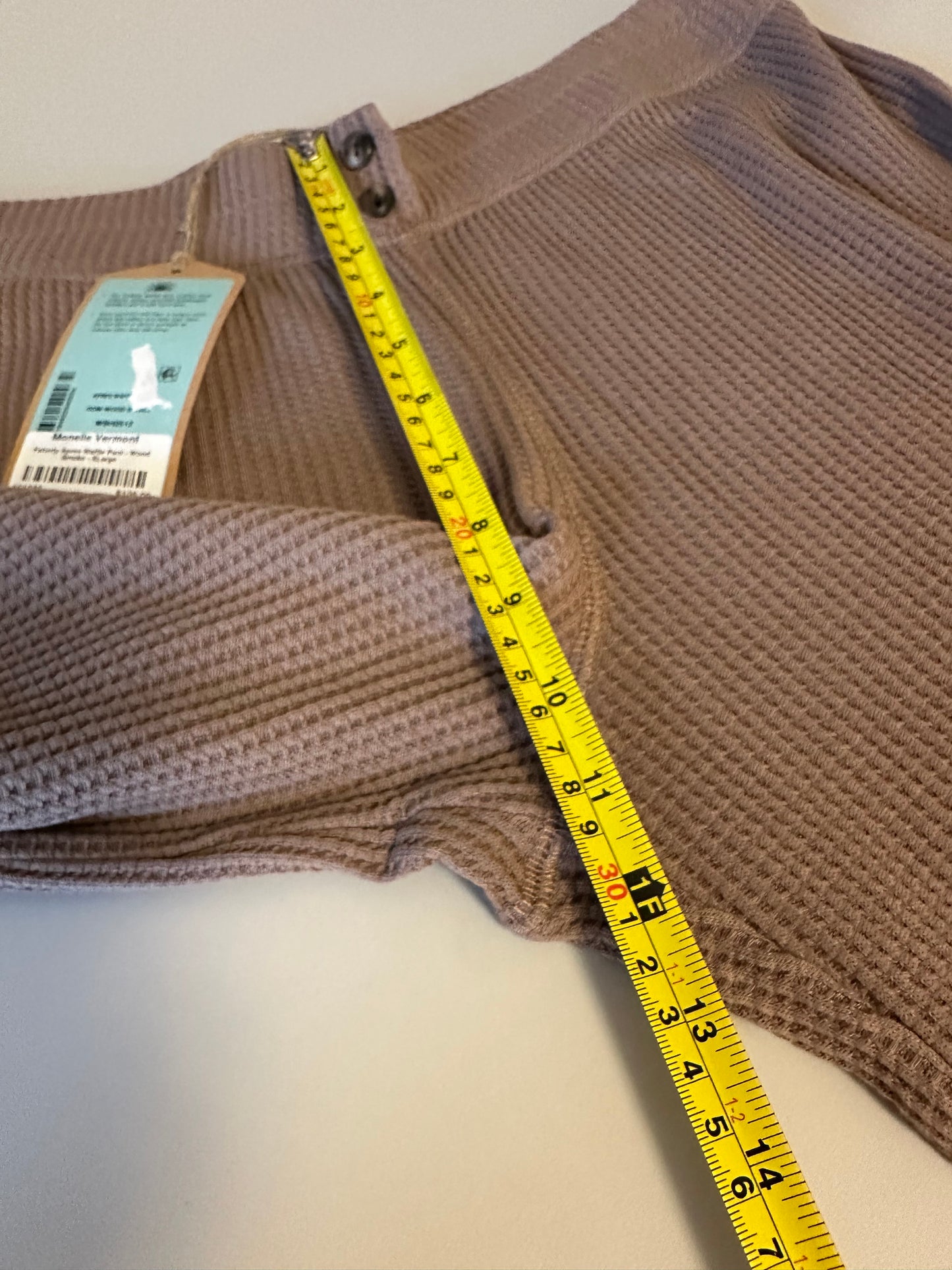 NWT Faherty Apres Waffle Cotton Pants in Wood Smoke | Size XL