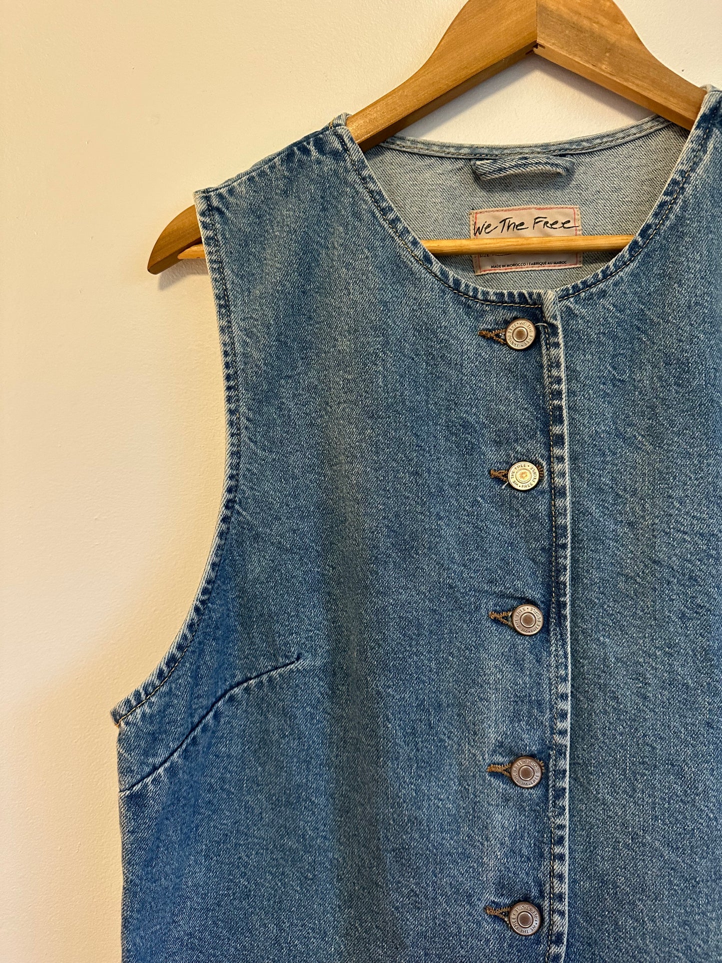 NWT Free People Aimee Denim Vest in Indigo Blue | Size Large