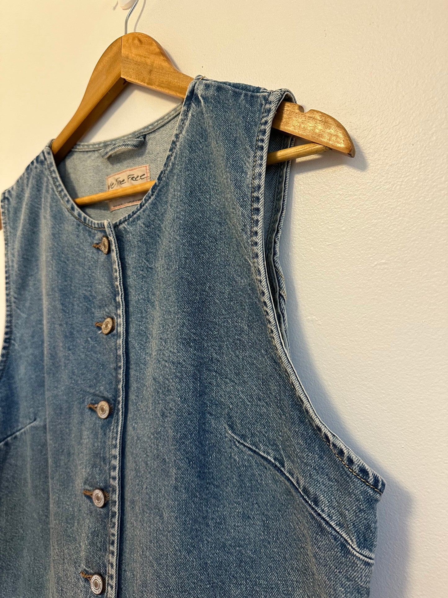 NWT Free People Aimee Denim Vest in Indigo Blue | Size Large