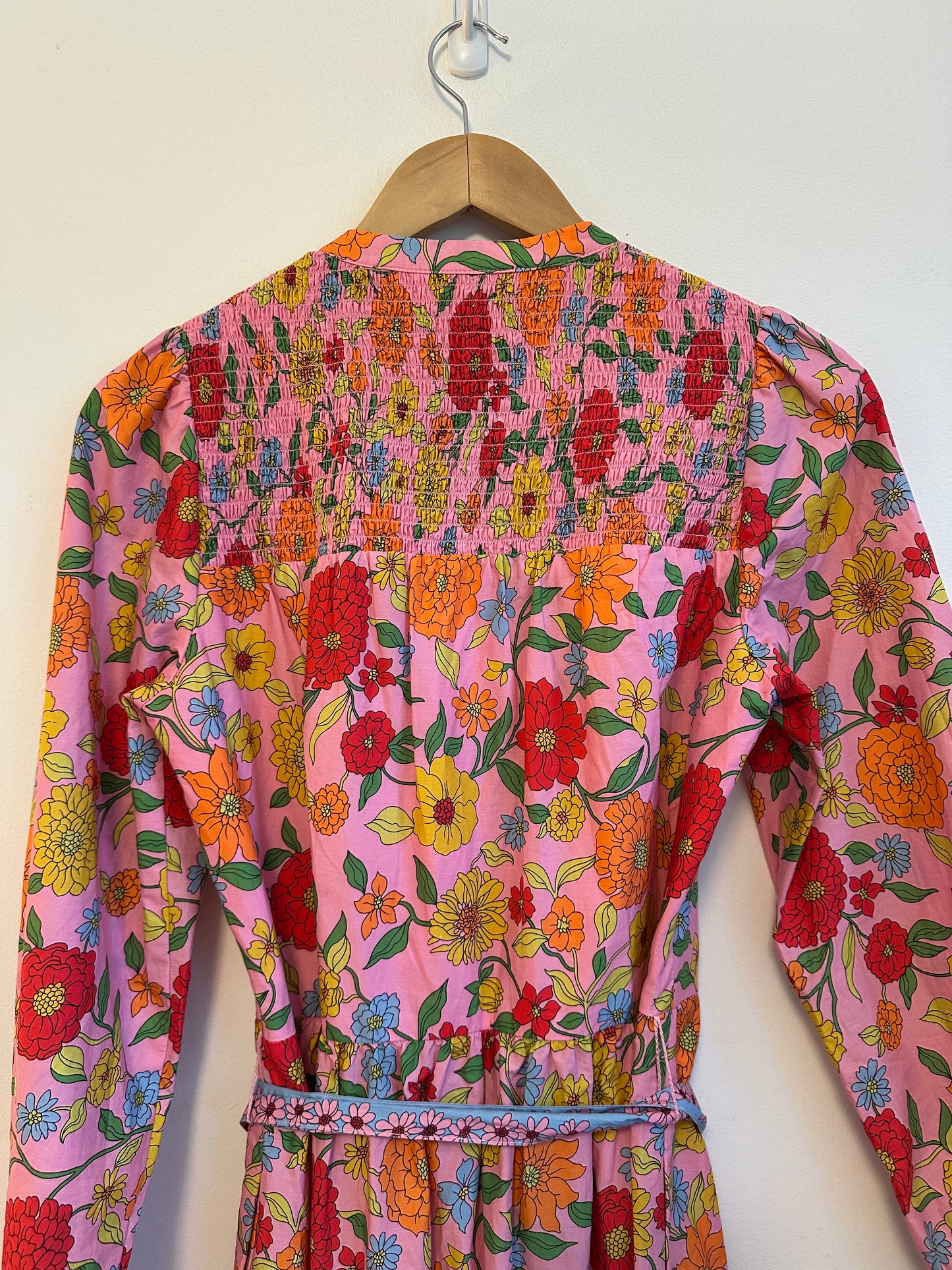 Boden Cecily Pink Cotton Smocked Long Sleeve Dress | Size 6
