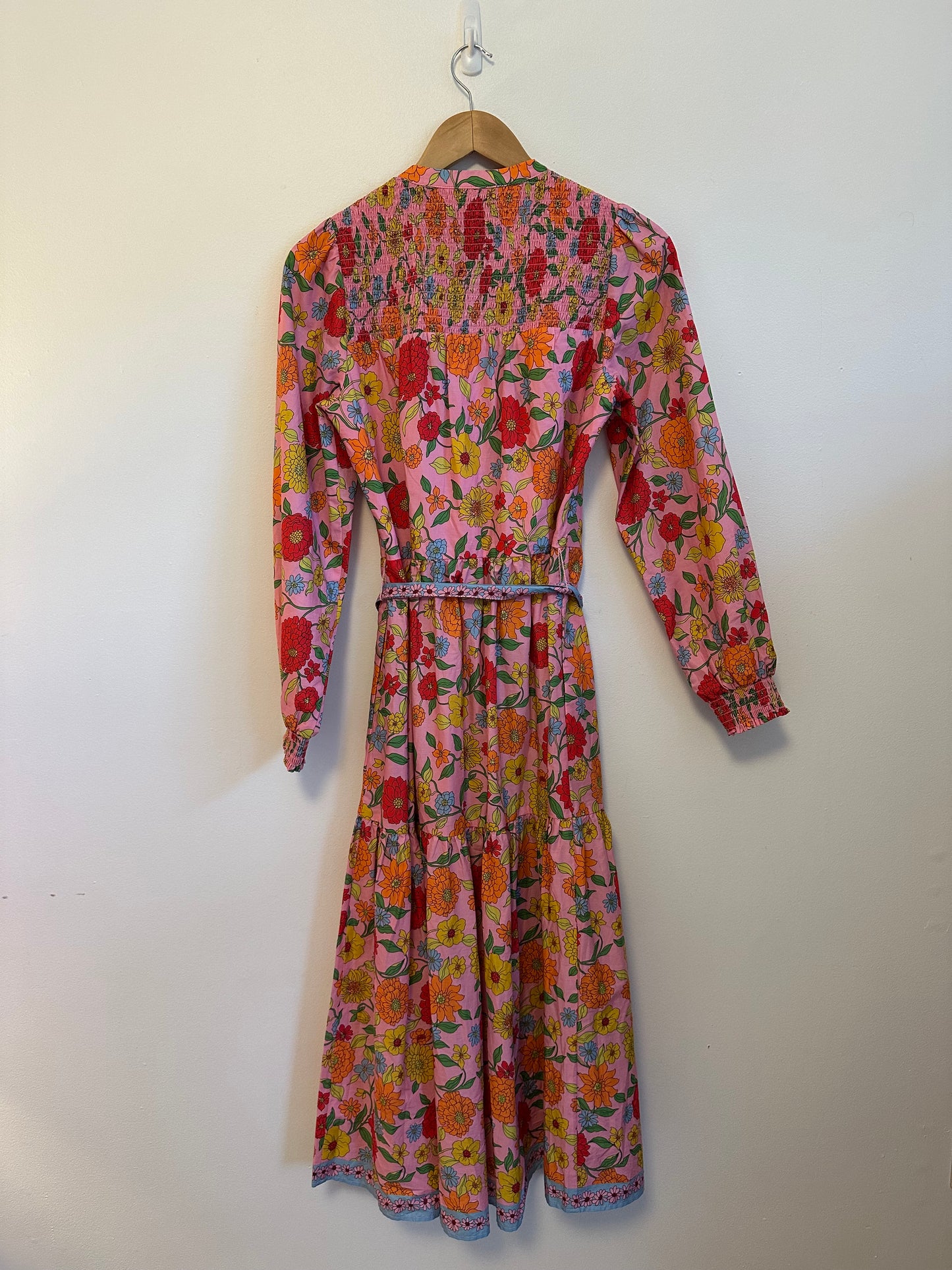 Boden Cecily Pink Cotton Smocked Long Sleeve Dress | Size 6