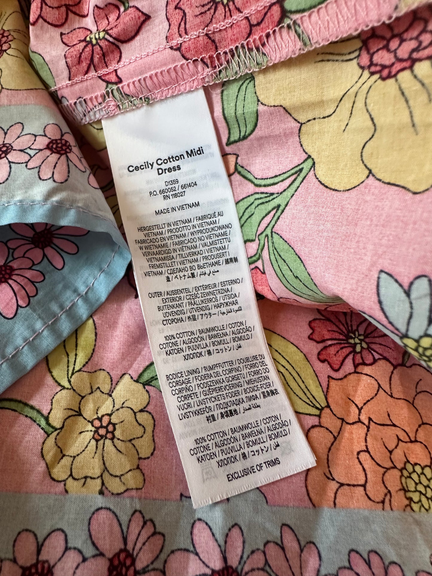 Boden Cecily Pink Cotton Smocked Long Sleeve Dress | Size 6
