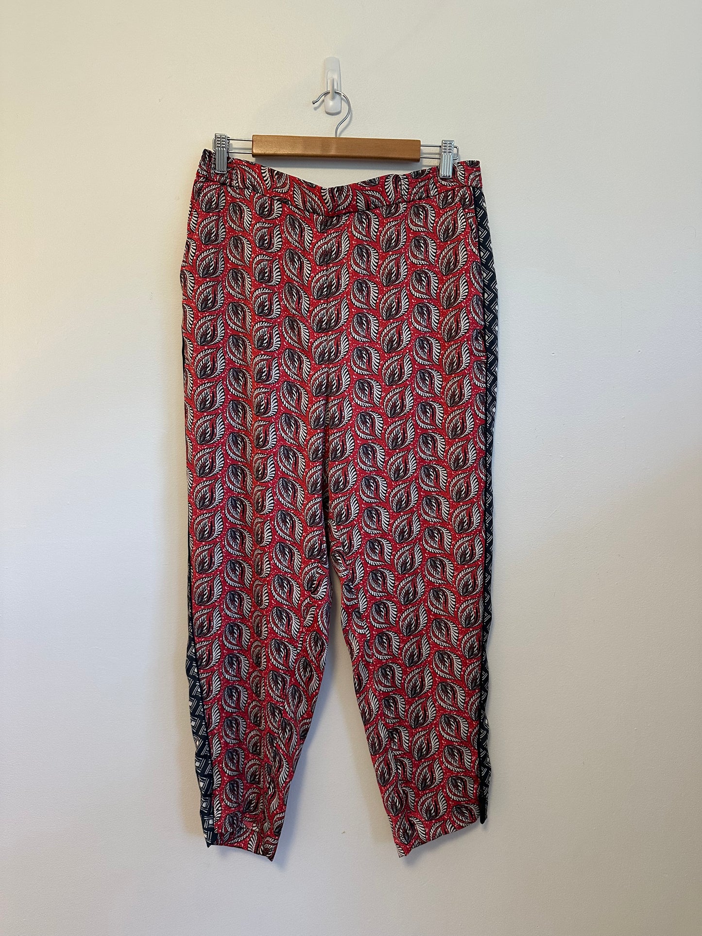 Anthropologie Red Paisley Print Ankle Pants | Size Medium