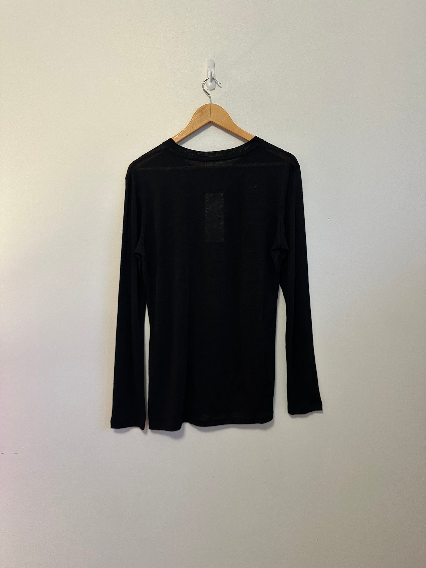 NWT Emerson Fry Linen Long Sleeve Crewneck Black T-Shirt | Size Large