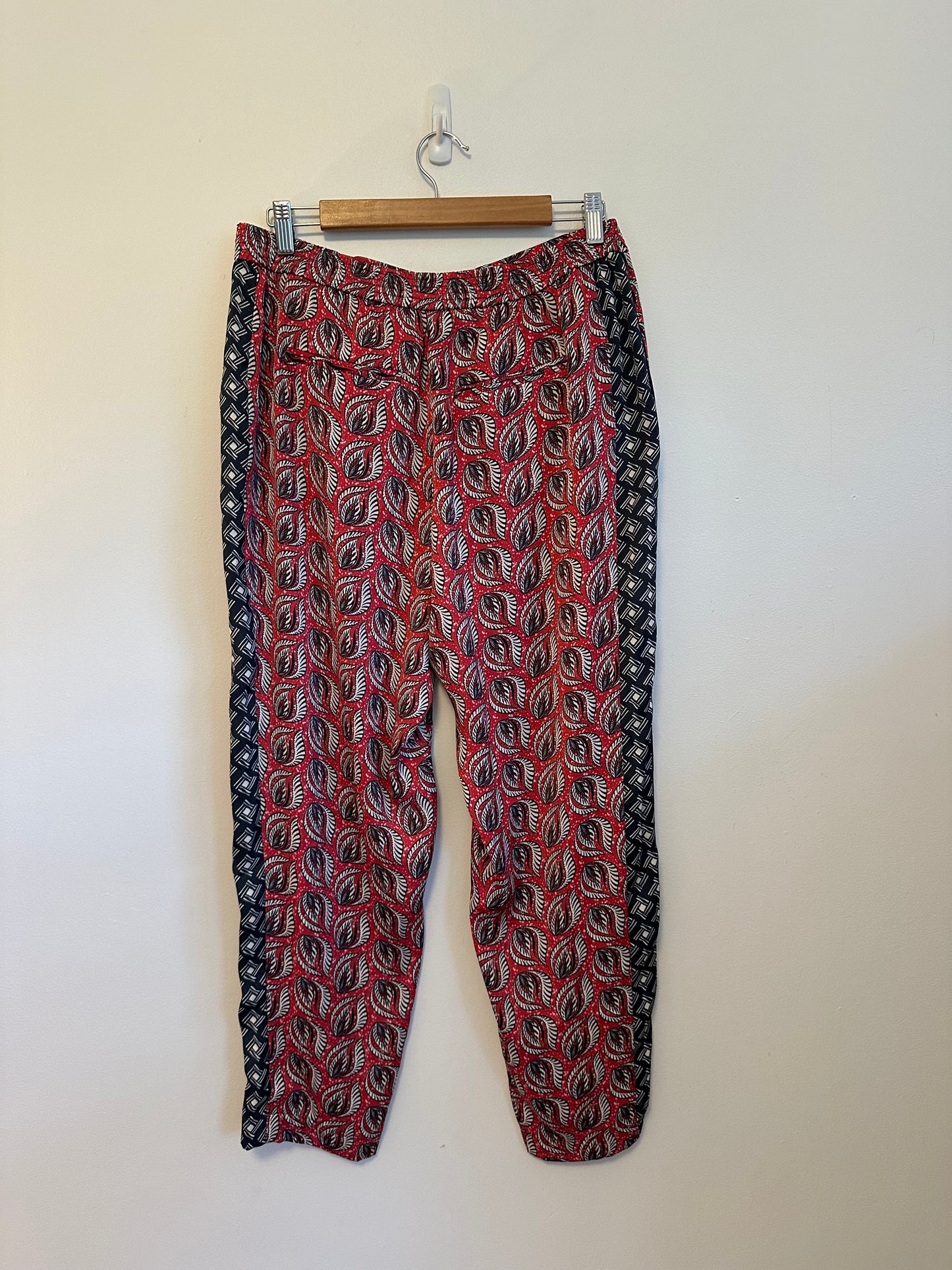 Anthropologie Red Paisley Print Ankle Pants | Size Medium