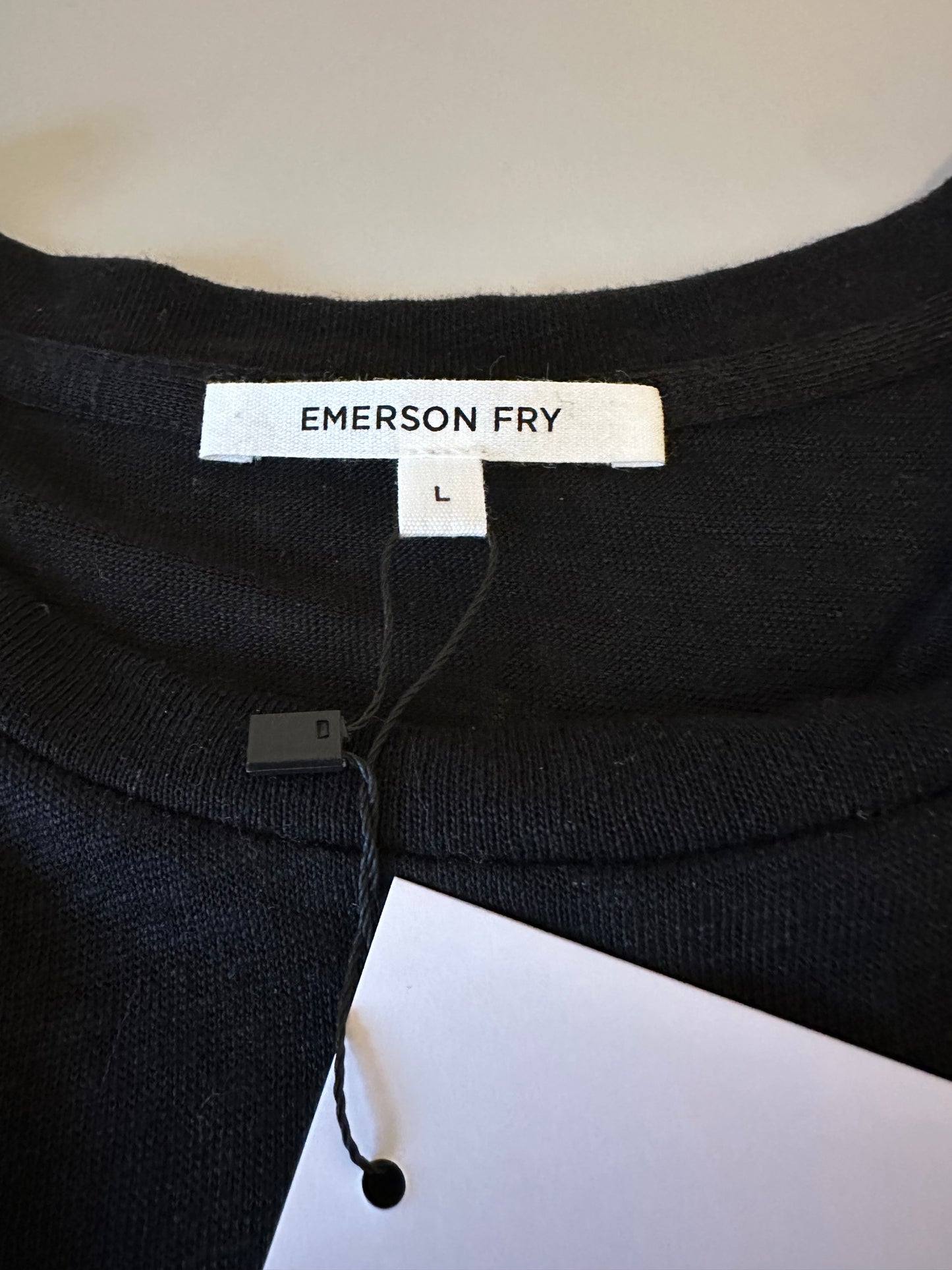 NWT Emerson Fry Linen Long Sleeve Crewneck Black T-Shirt | Size Large