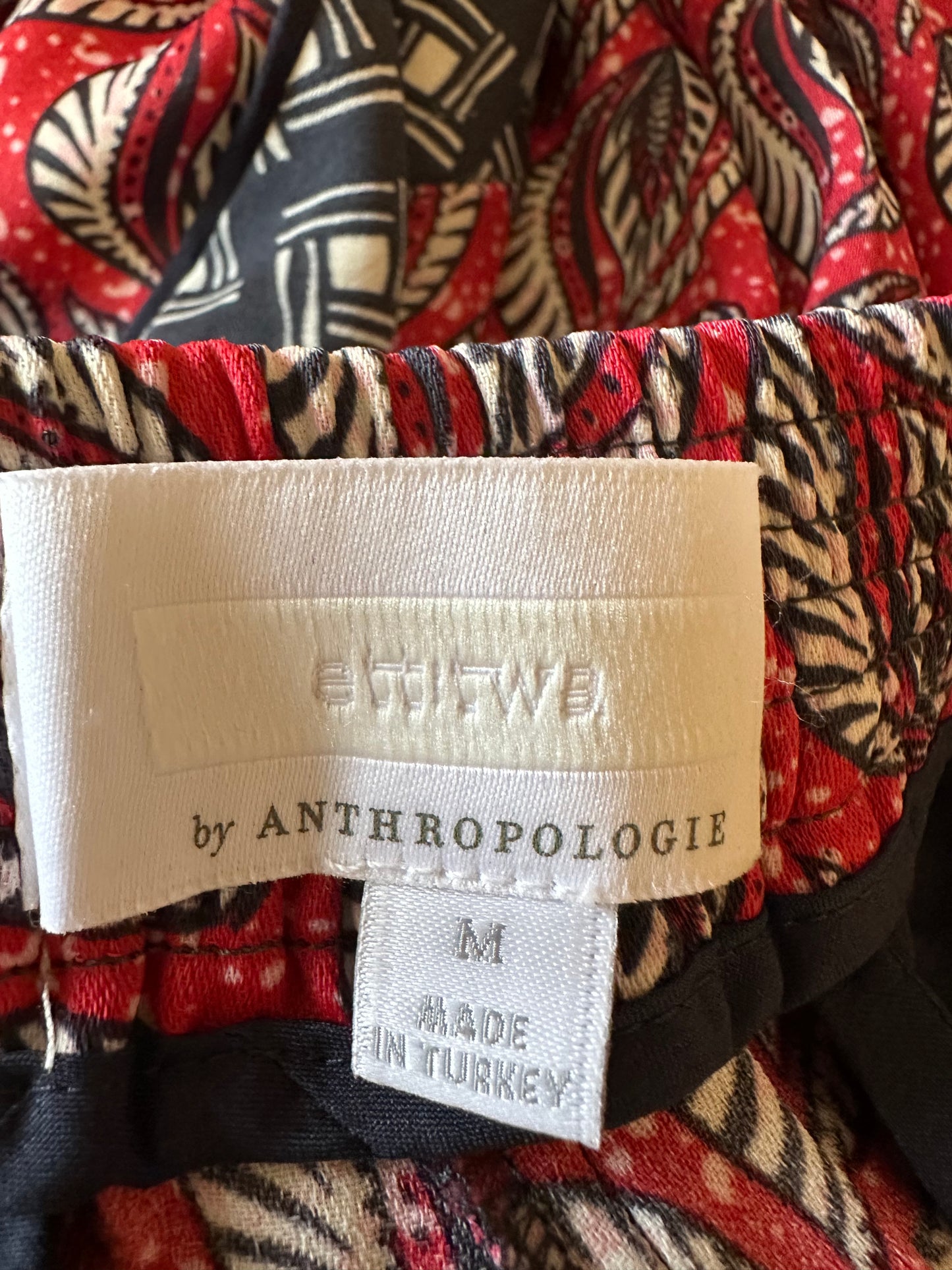 Anthropologie Red Paisley Print Ankle Pants | Size Medium