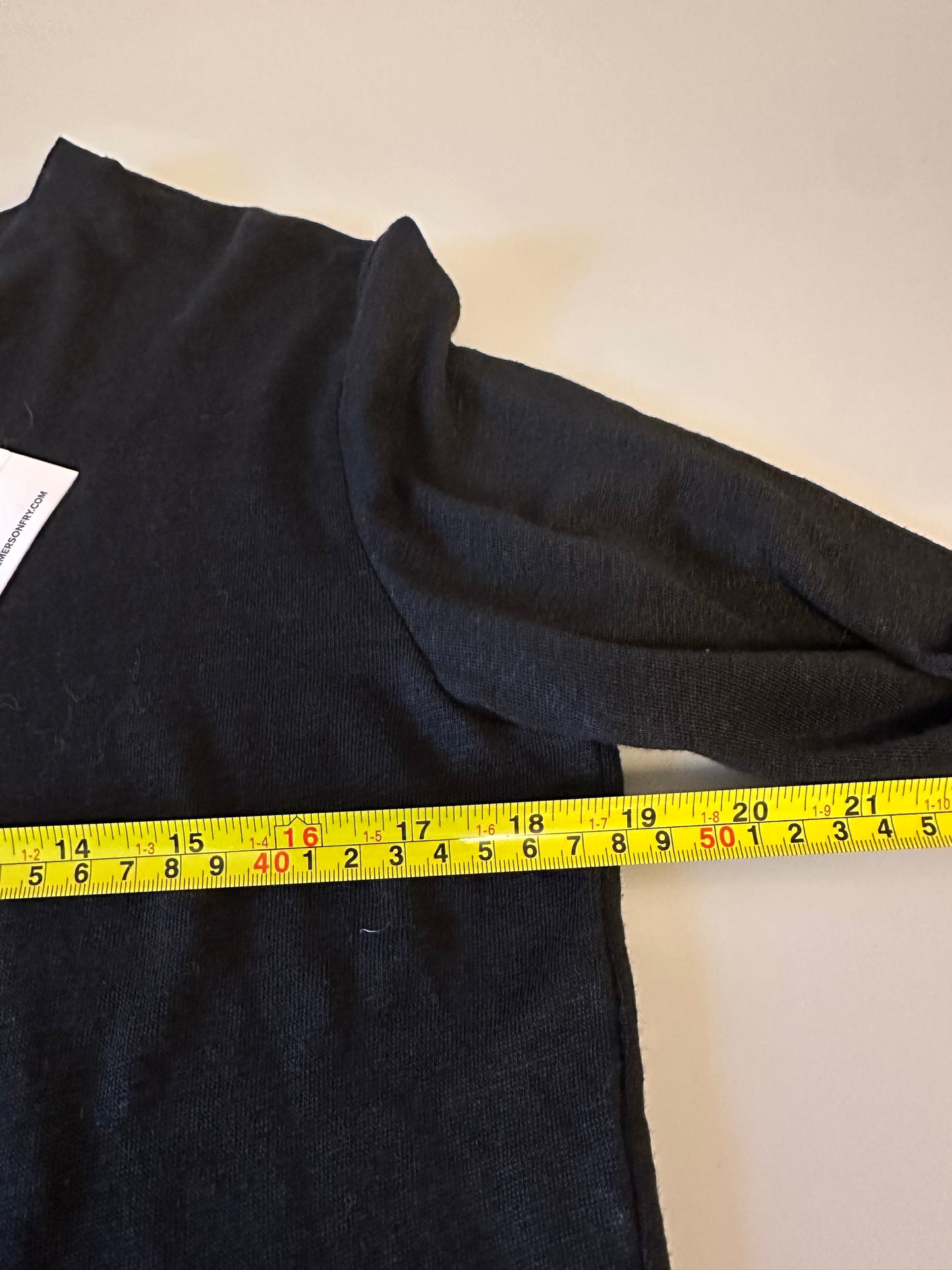 NWT Emerson Fry Linen Long Sleeve Crewneck Black T-Shirt | Size Large