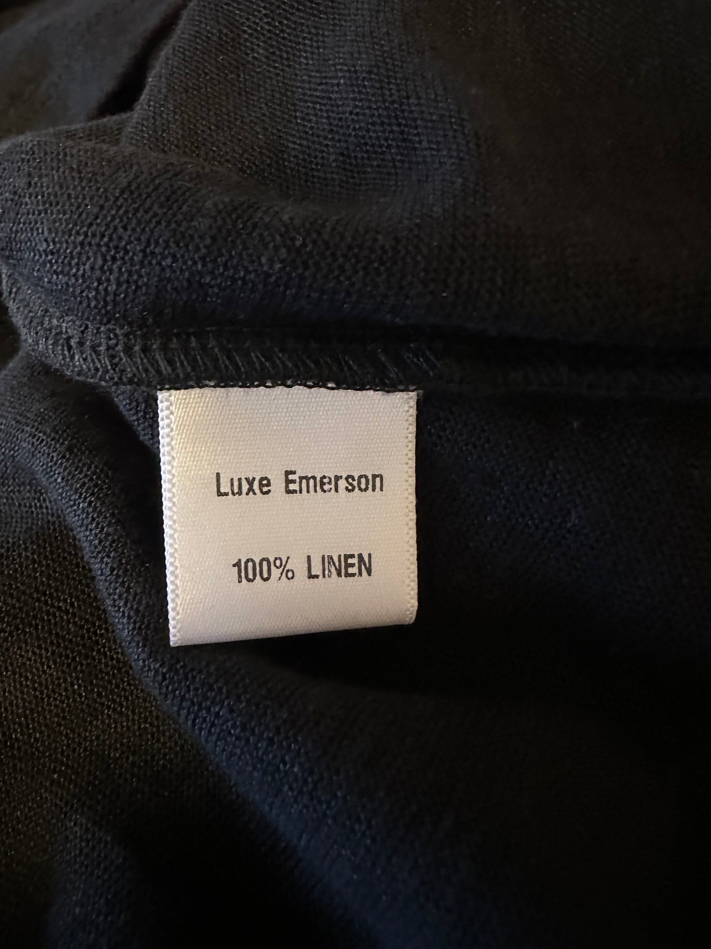 NWT Emerson Fry Linen Long Sleeve Crewneck Black T-Shirt | Size Large