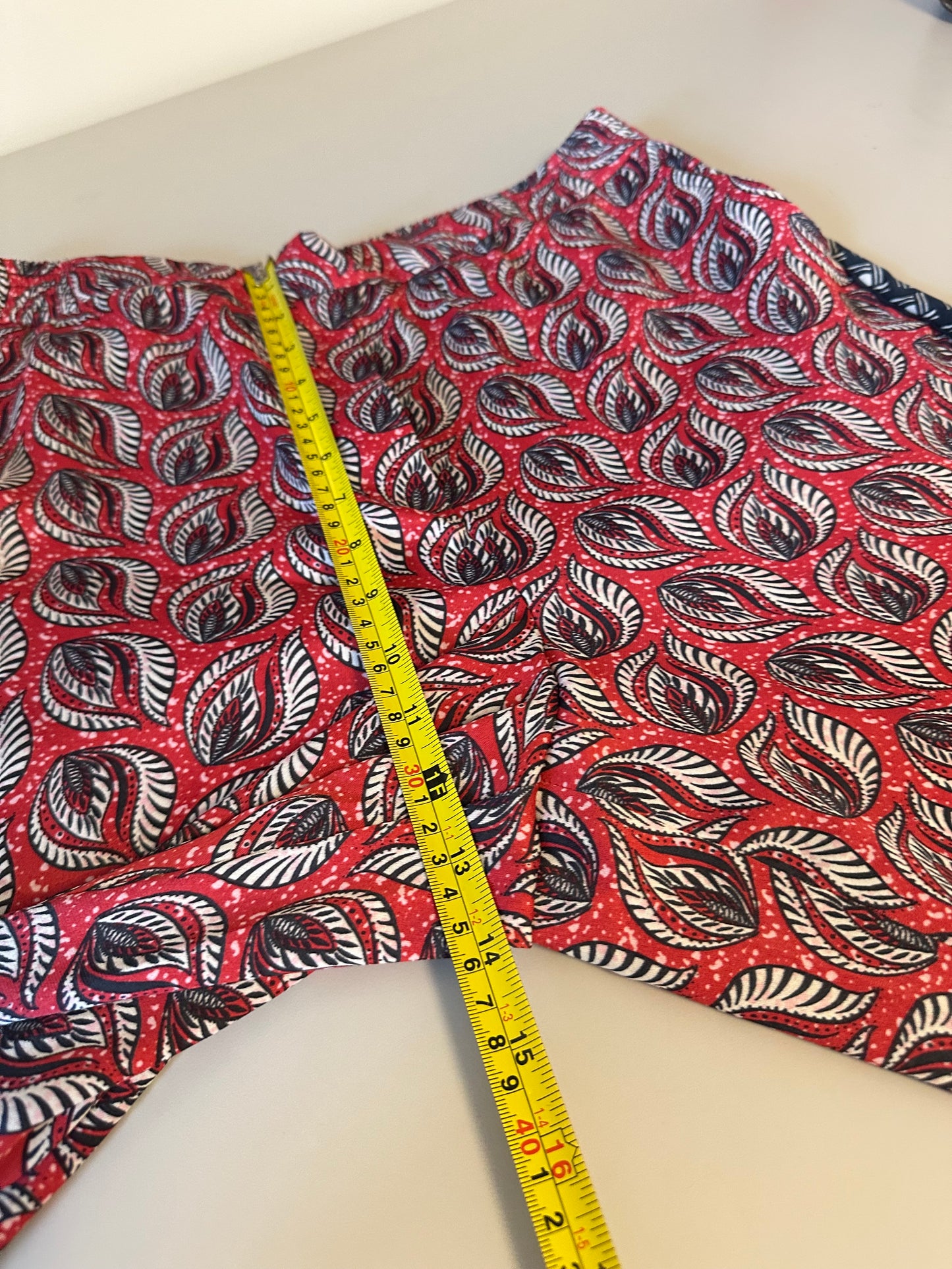 Anthropologie Red Paisley Print Ankle Pants | Size Medium