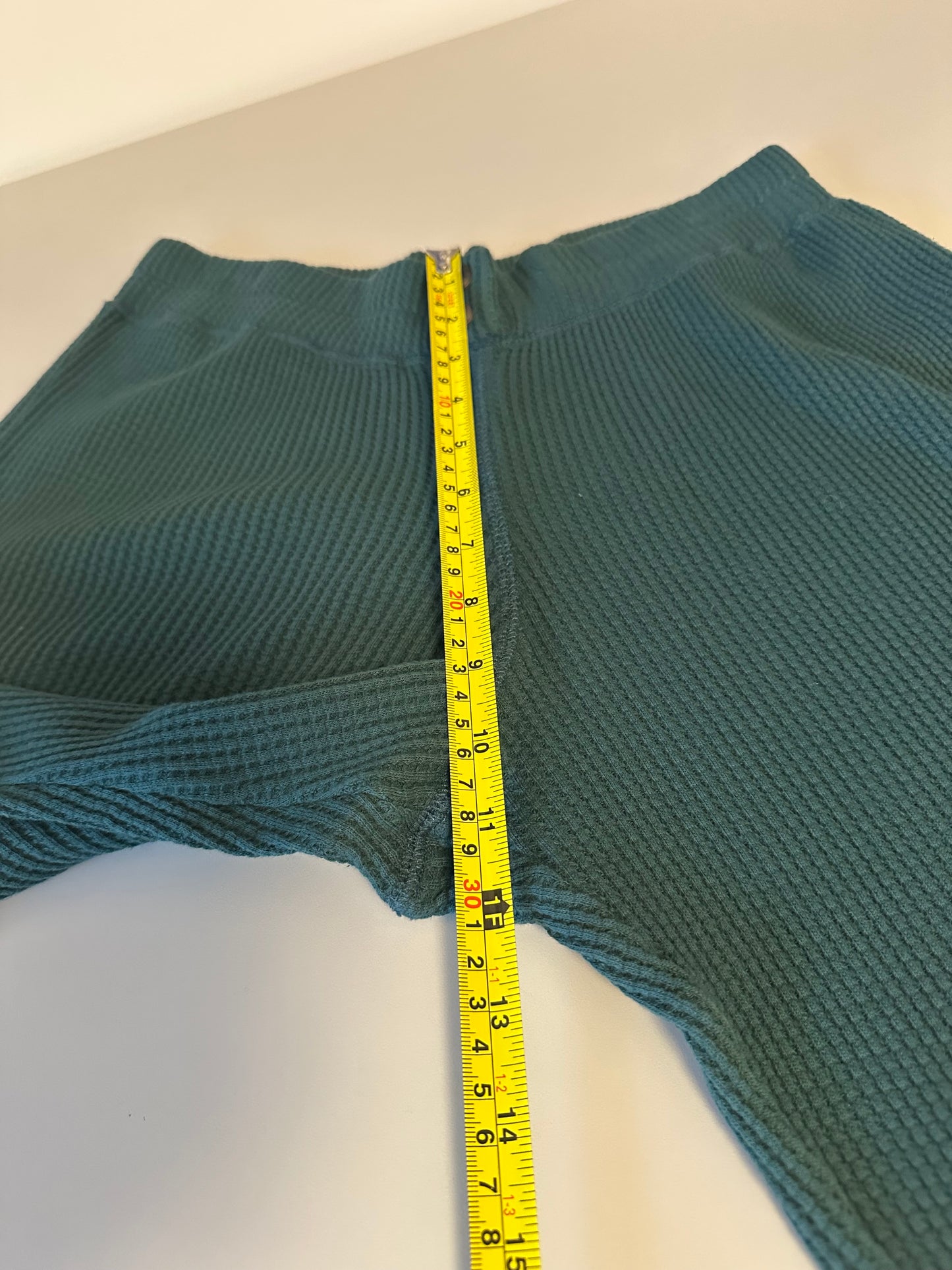 NWT Faherty Apres Waffle Knit Pull On Straight Leg Pants in Moss Green | Small