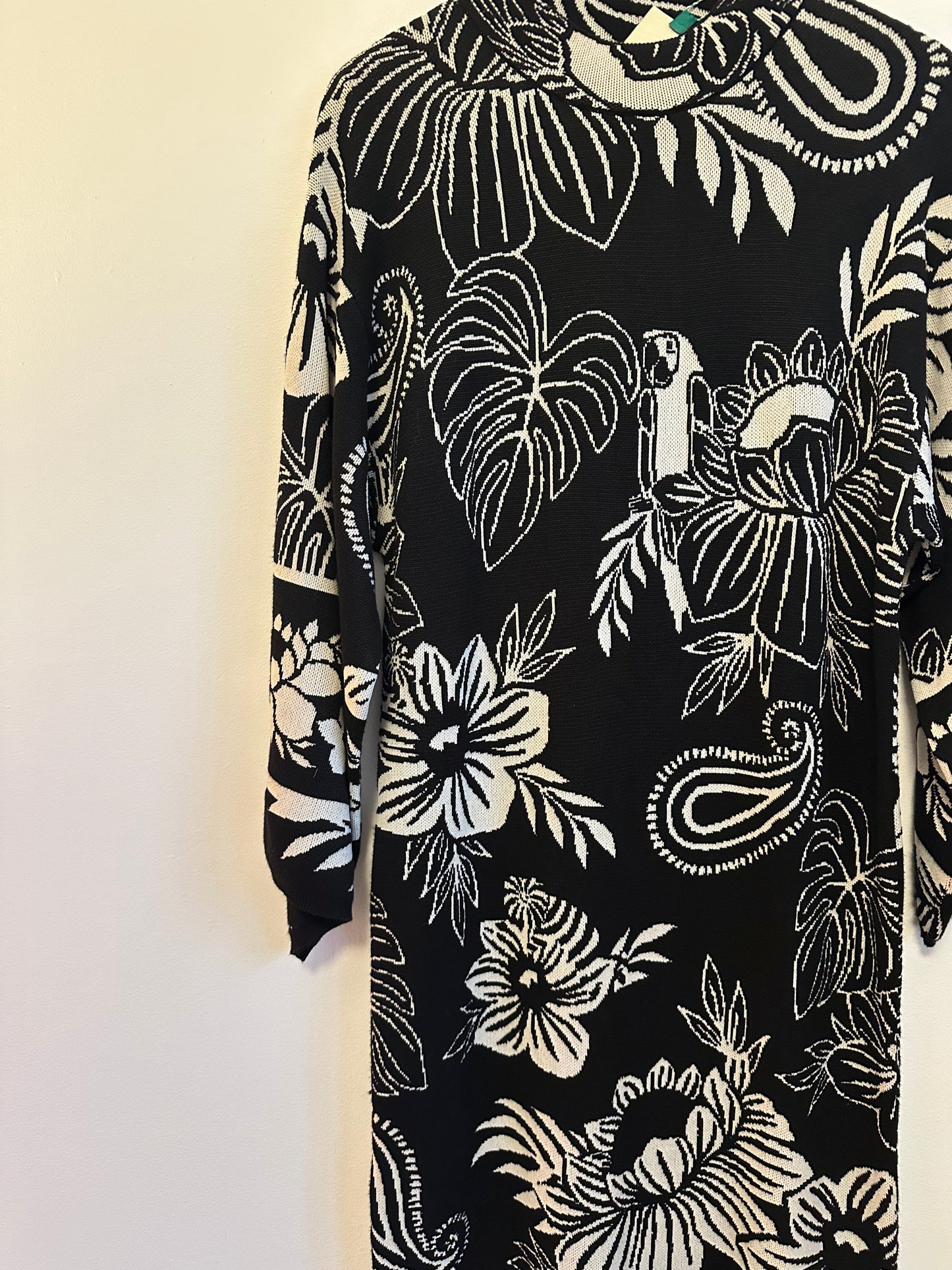 NWT Farm Rio Black Paisley Bloom Knit Dress | Size XS