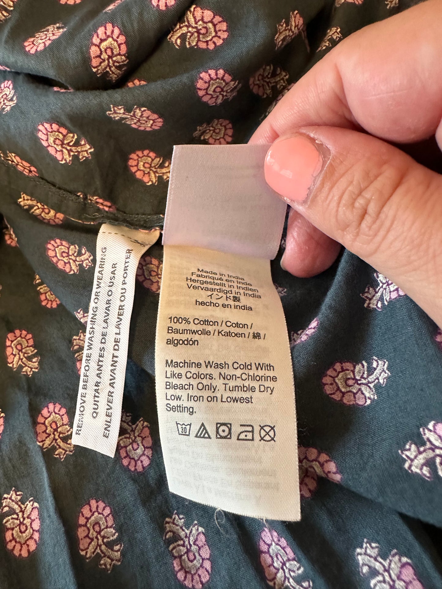 J. Crew Navy and Pink Floral Cotton Tiered Babydoll Mini Dress | Size Small