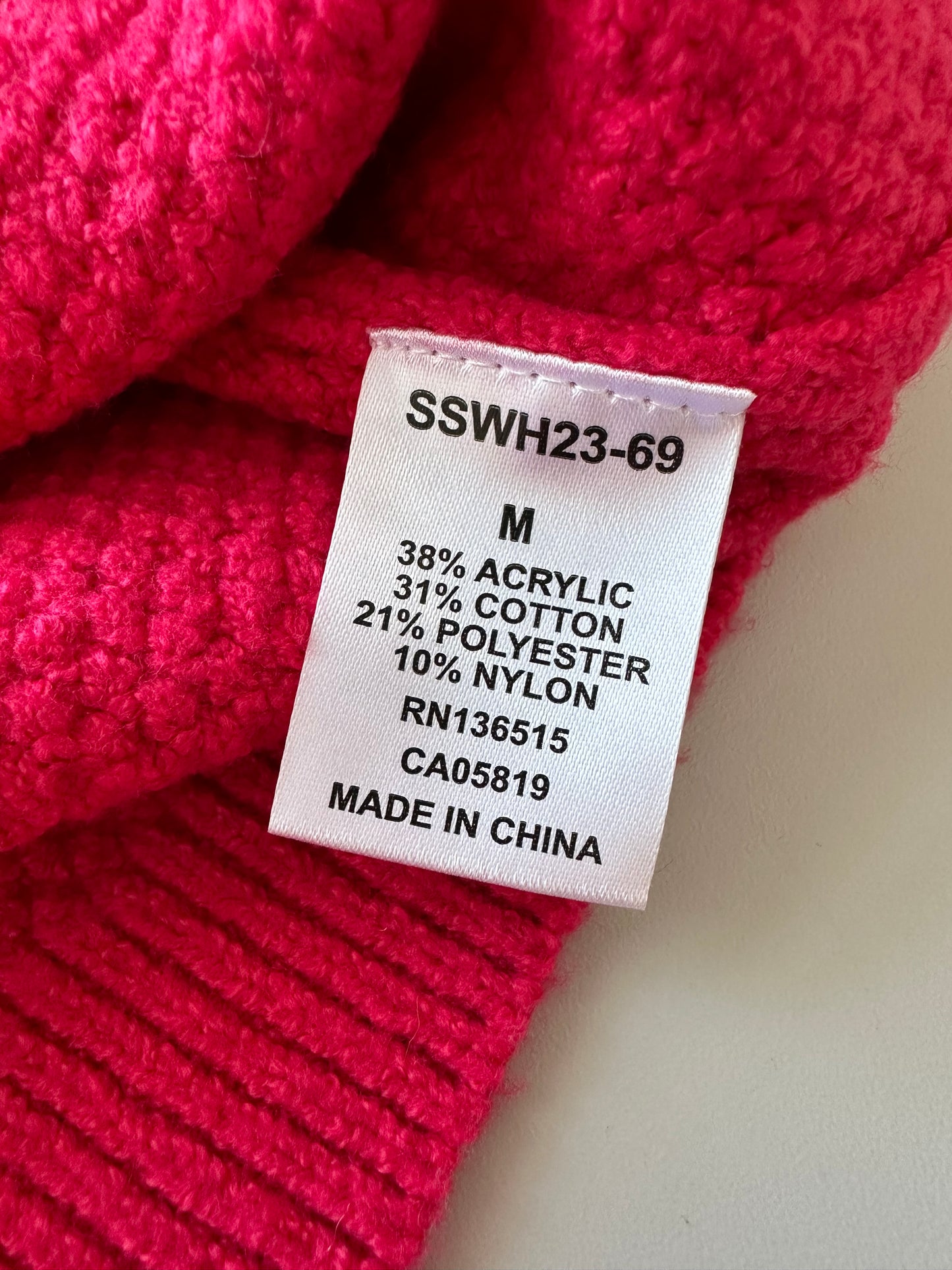 NWT Stitches & Stripes Fuschia Pink Remy Mock Neck Sweater | Size Medium