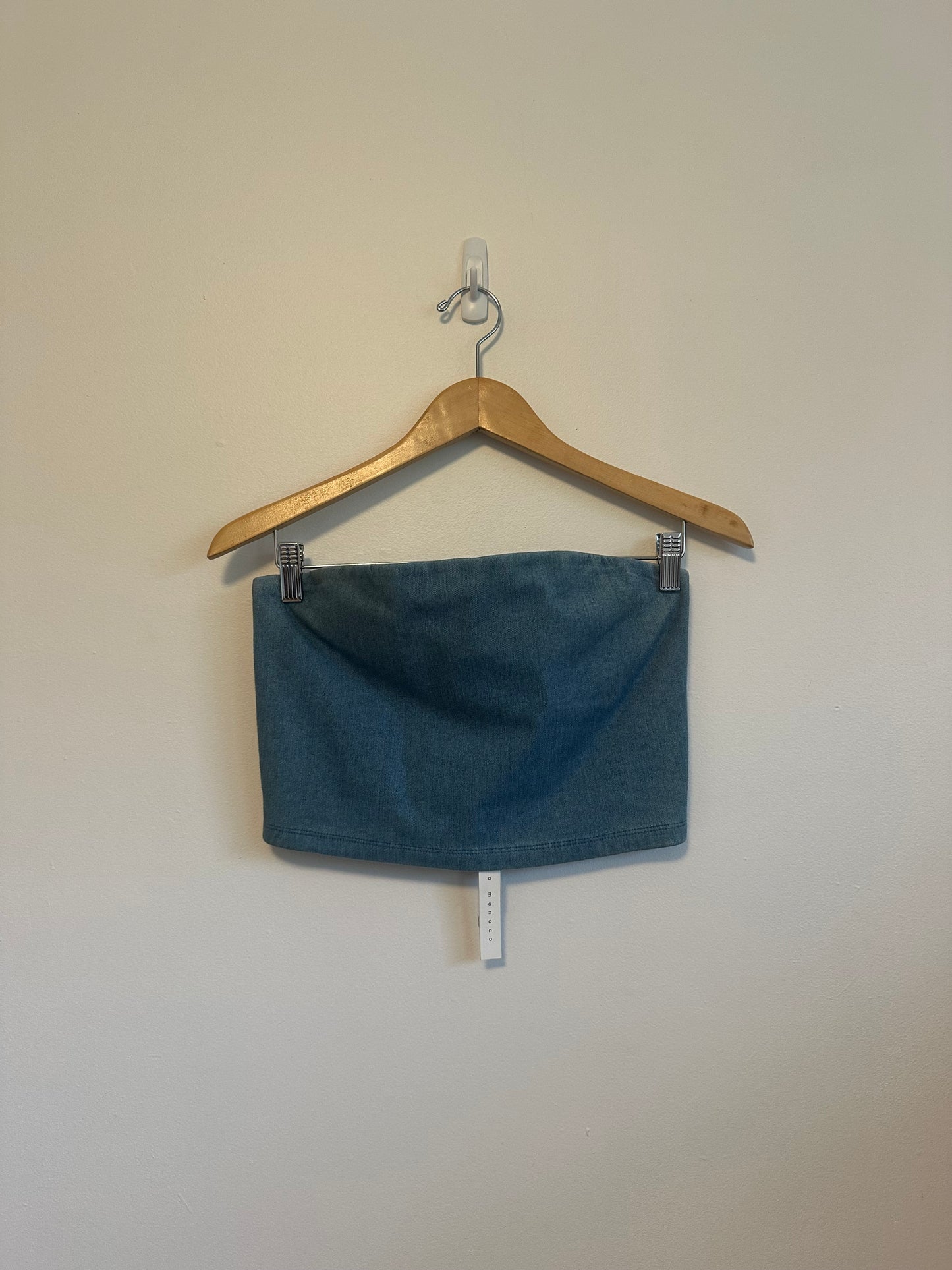 NWT Susana Monaco Stretch Denim Cropped Tube Top | Size Large
