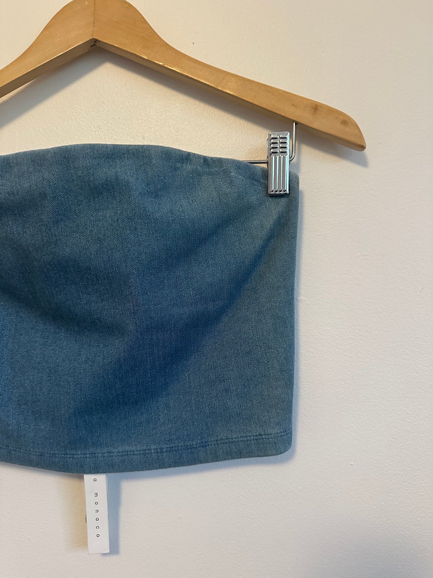 NWT Susana Monaco Stretch Denim Cropped Tube Top | Size Large
