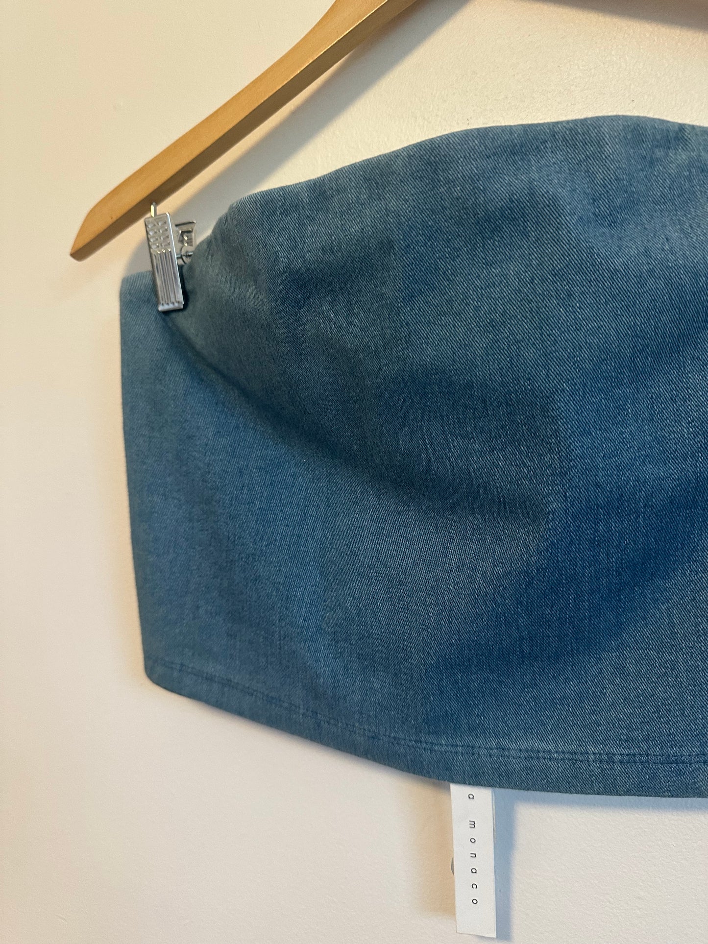 NWT Susana Monaco Stretch Denim Cropped Tube Top | Size Large