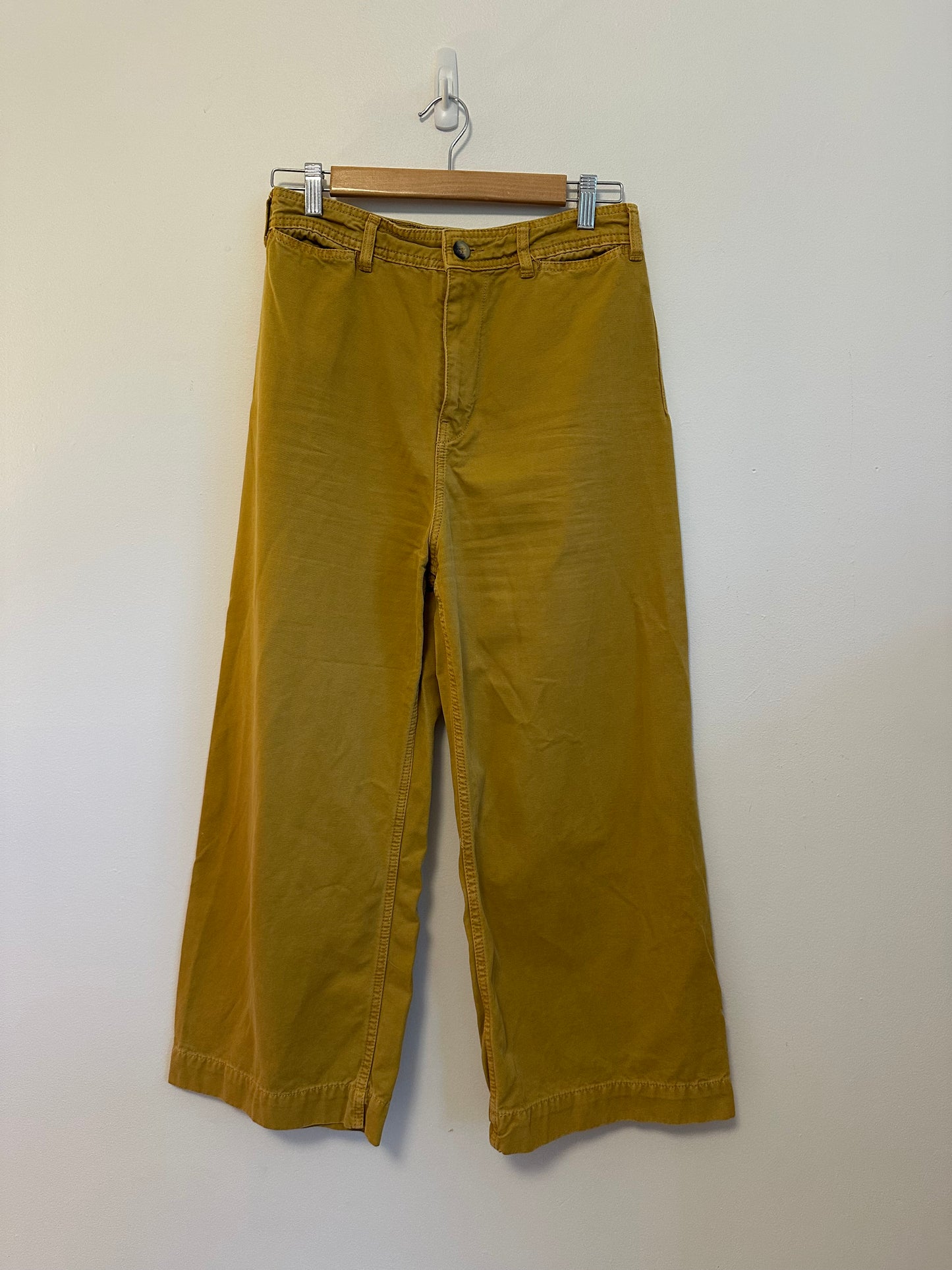 We The Free x Free People Patto Yellow Wide Leg Crop Cotton Canvas Pants | Size 29