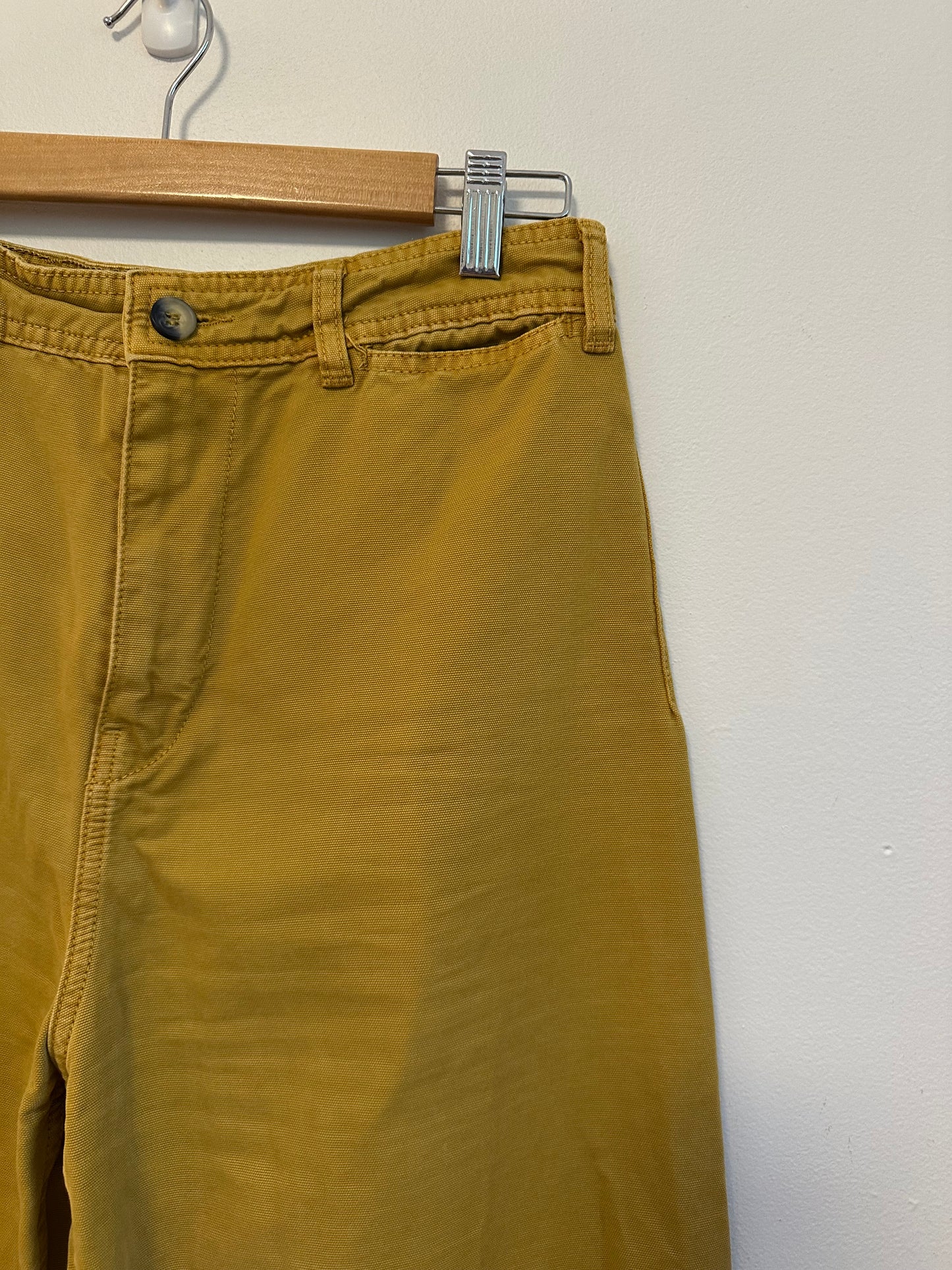 We The Free x Free People Patto Yellow Wide Leg Crop Cotton Canvas Pants | Size 29