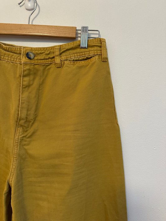 We The Free x Free People Patto Yellow Wide Leg Crop Cotton Canvas Pants | Size 29
