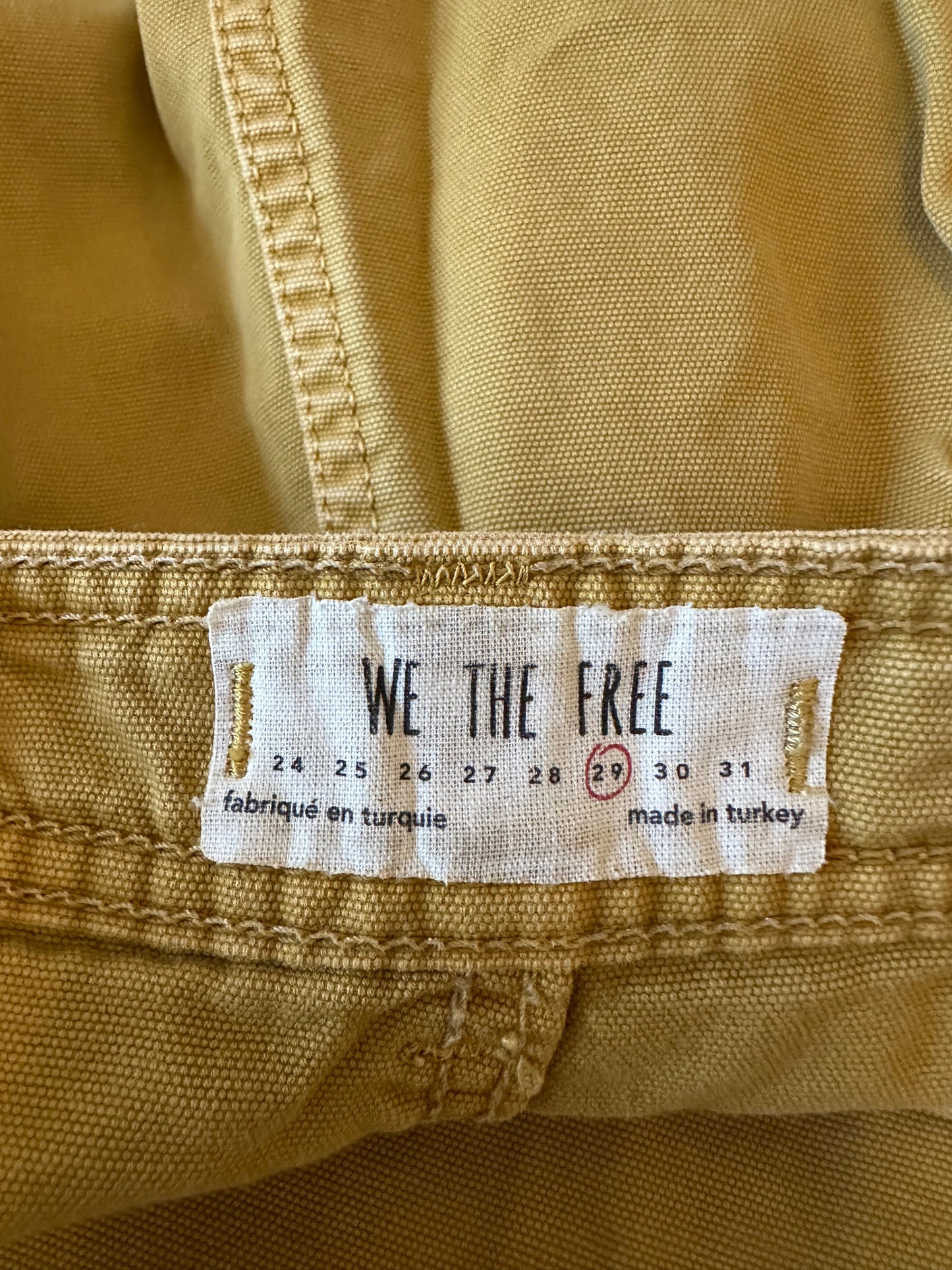 We The Free x Free People Patto Yellow Wide Leg Crop Cotton Canvas Pants | Size 29