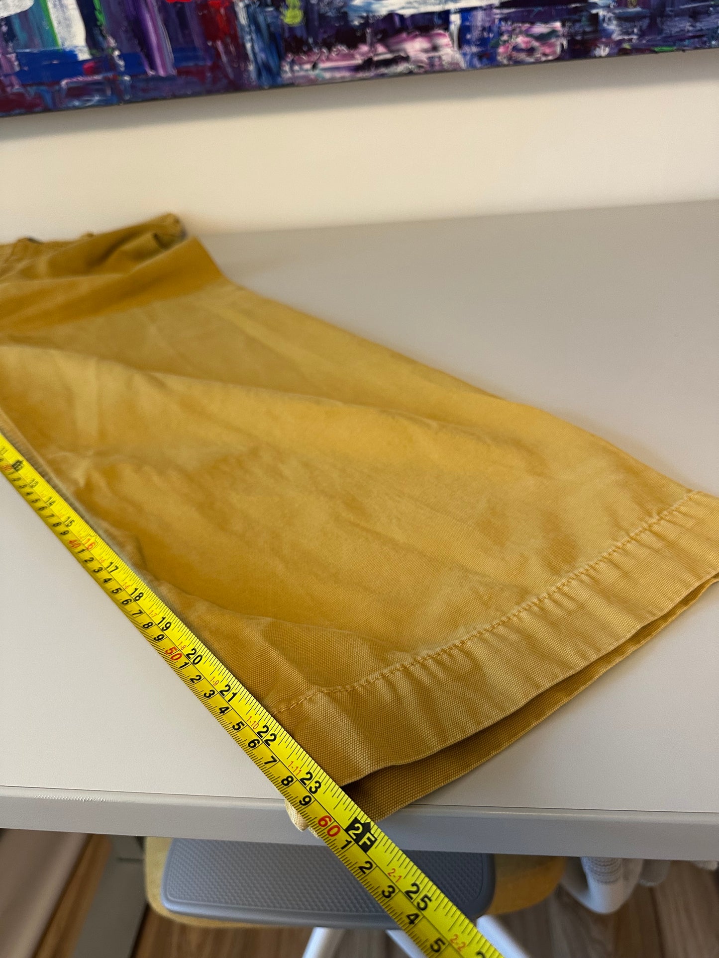We The Free x Free People Patto Yellow Wide Leg Crop Cotton Canvas Pants | Size 29
