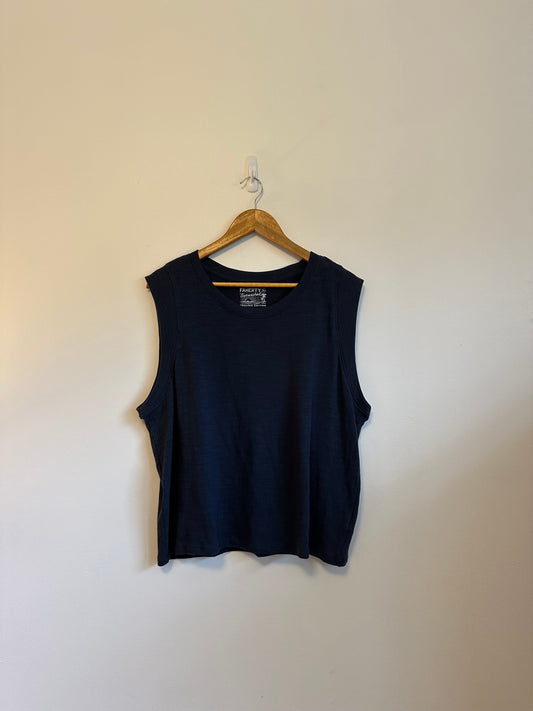 NWT Faherty Unwashed Slub Muscle T Tank Top in Navy Blue | Size XL