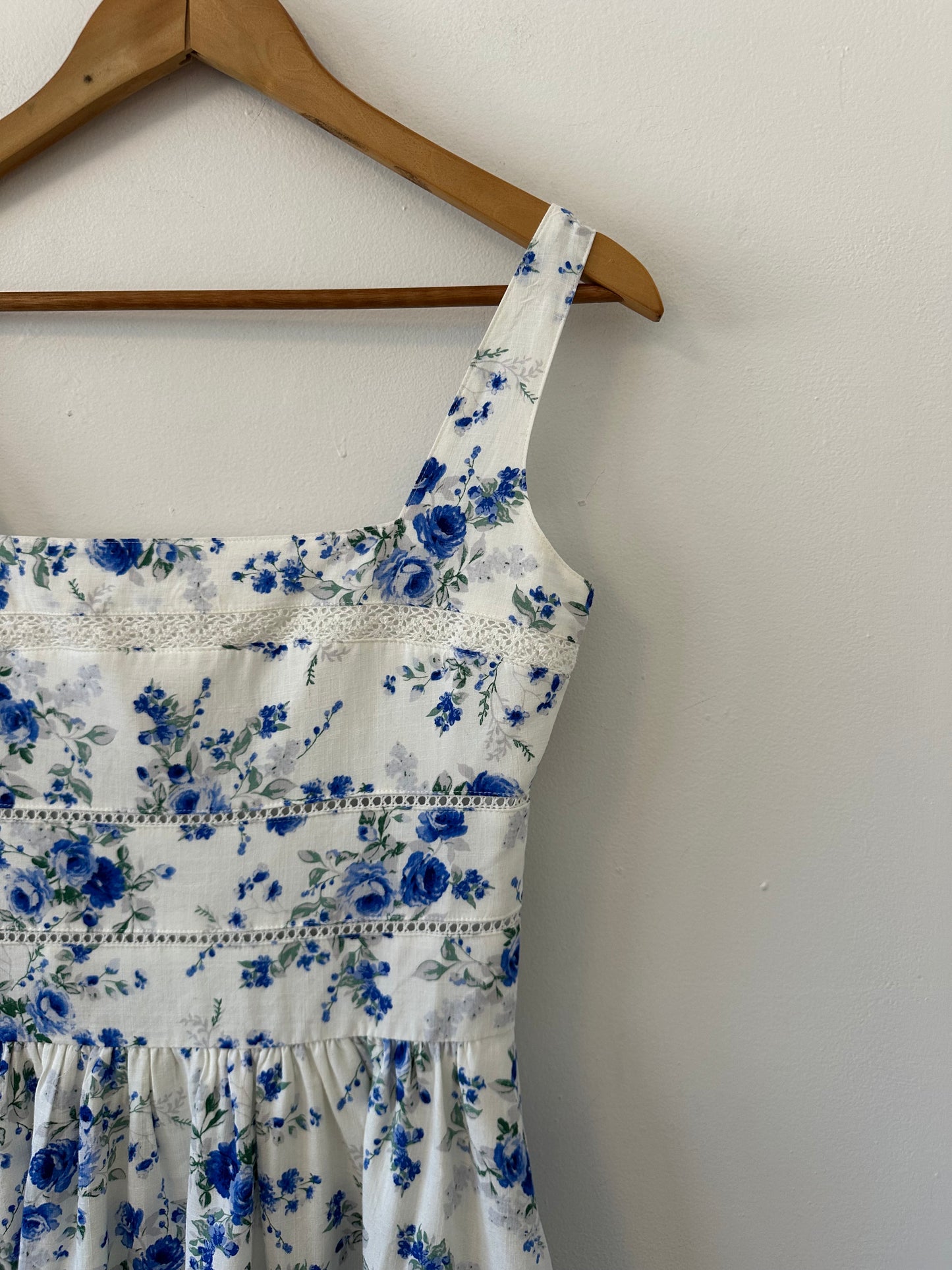 NWT Musette Blue Floral Square Neck Mini Dress | Size Small