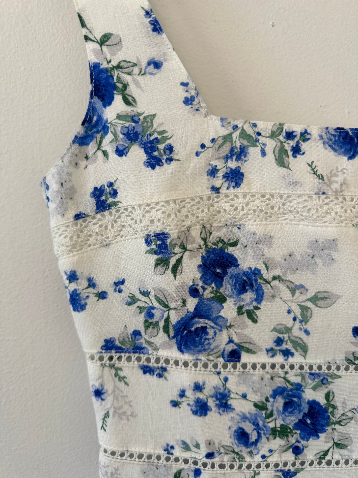 NWT Musette Blue Floral Square Neck Mini Dress | Size Small