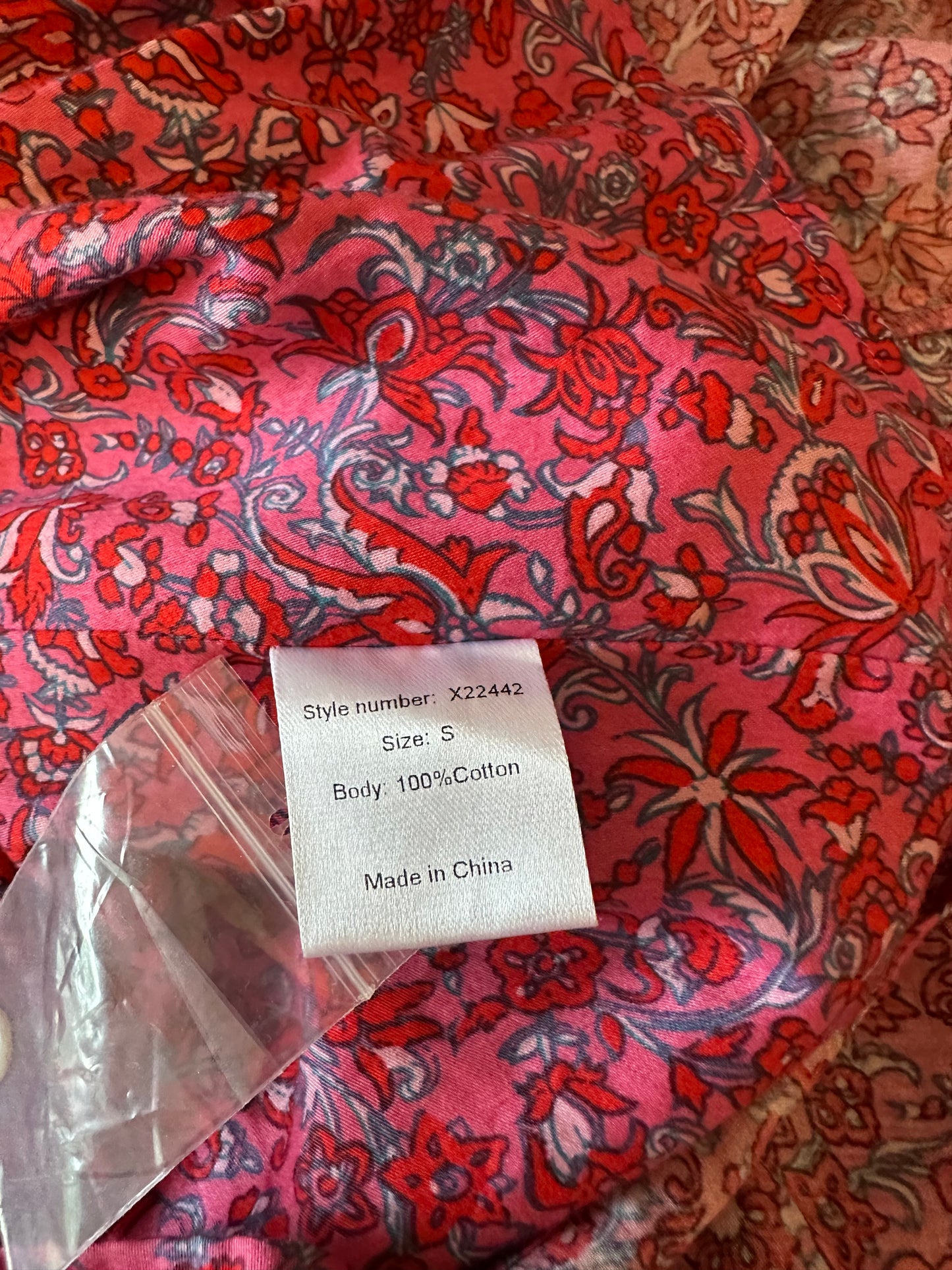 Xirena Pink Floral Paisley Cotton Tiered V-Neck Midi Dress | Size Small