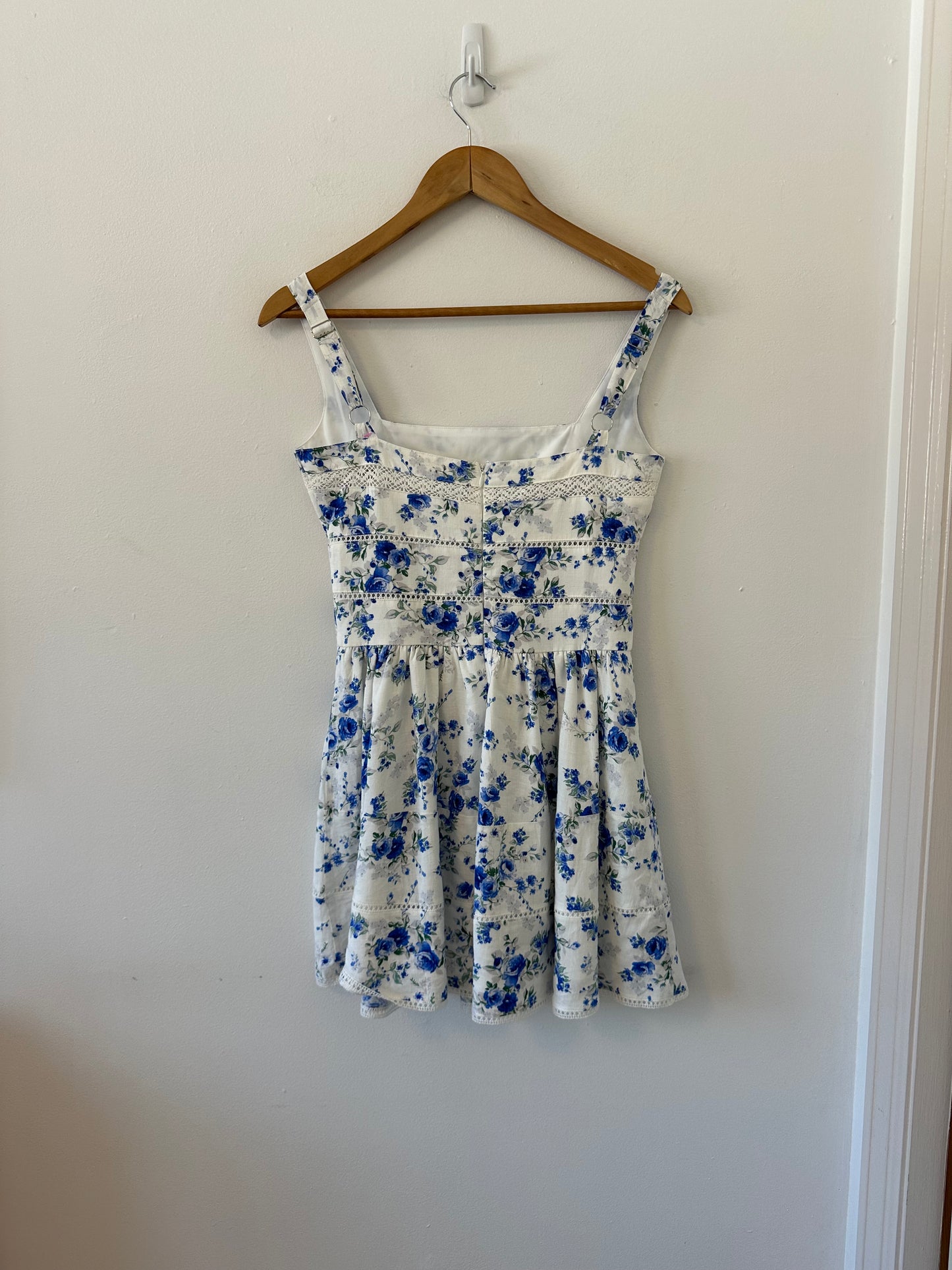 NWT Musette Blue Floral Square Neck Mini Dress | Size Small