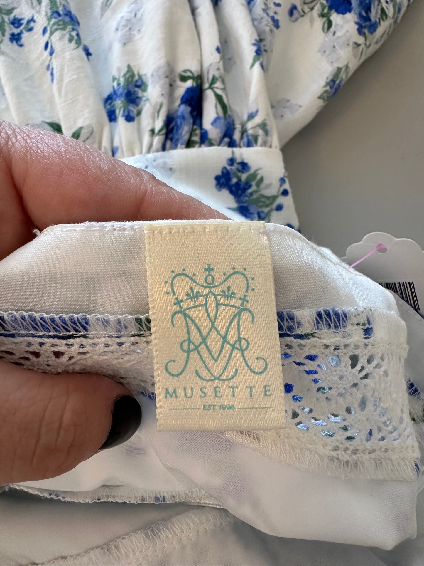 NWT Musette Blue Floral Square Neck Mini Dress | Size Small
