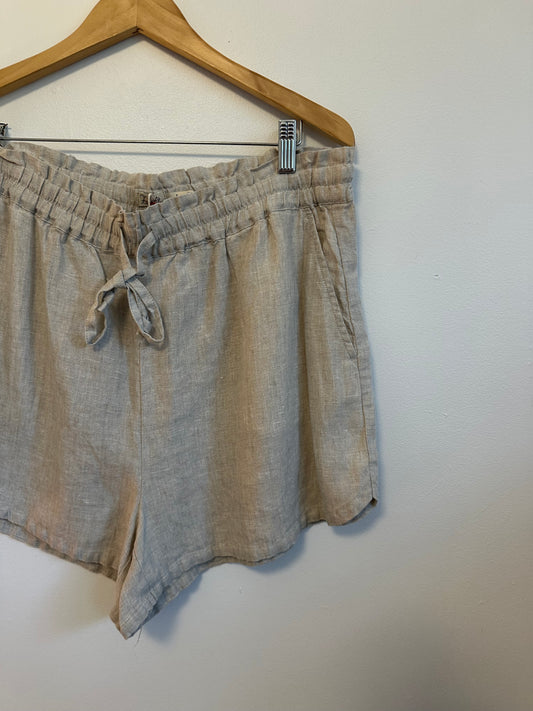 NWT Faherty Laguna Linen Pull On Shorts in Flax | Size Large