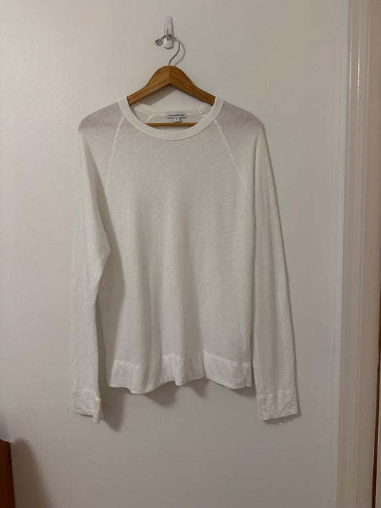 James Perse Vintage French Terry Relaxed Sweatshirt in White | Size 2