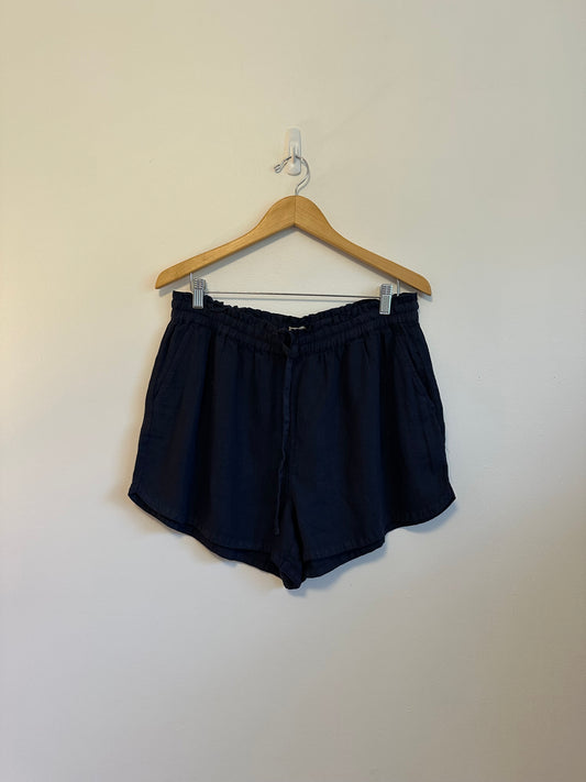 NWT Faherty Laguna Linen Pull On Shorts in Navy Blue | Size Large
