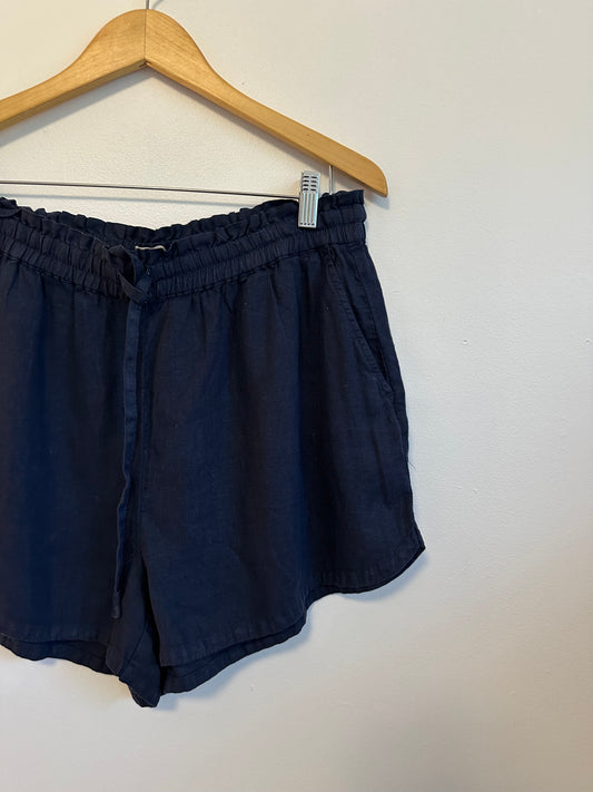 NWT Faherty Laguna Linen Pull On Shorts in Navy Blue | Size Large