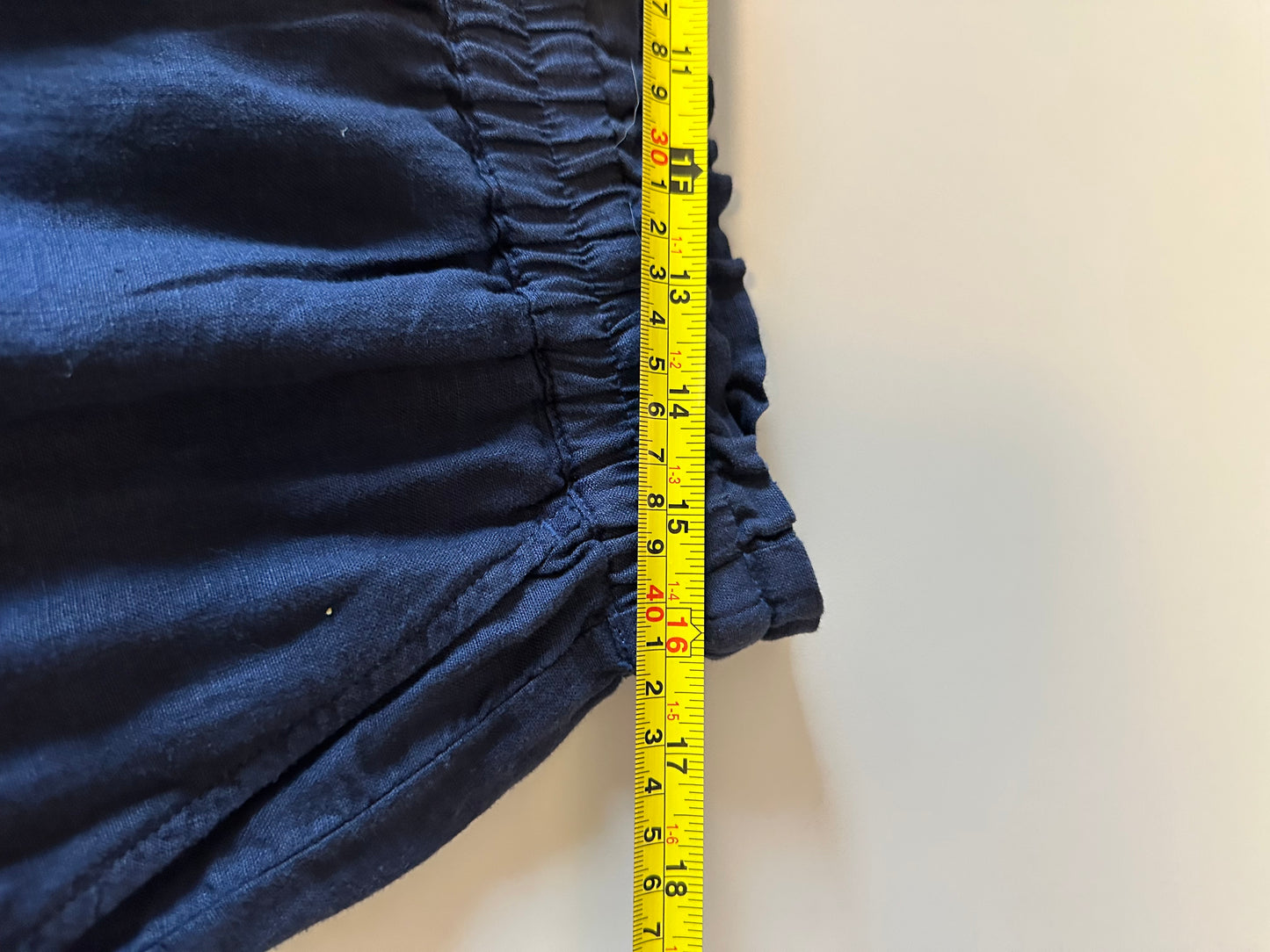 NWT Faherty Laguna Linen Pull On Shorts in Navy Blue | Size Large