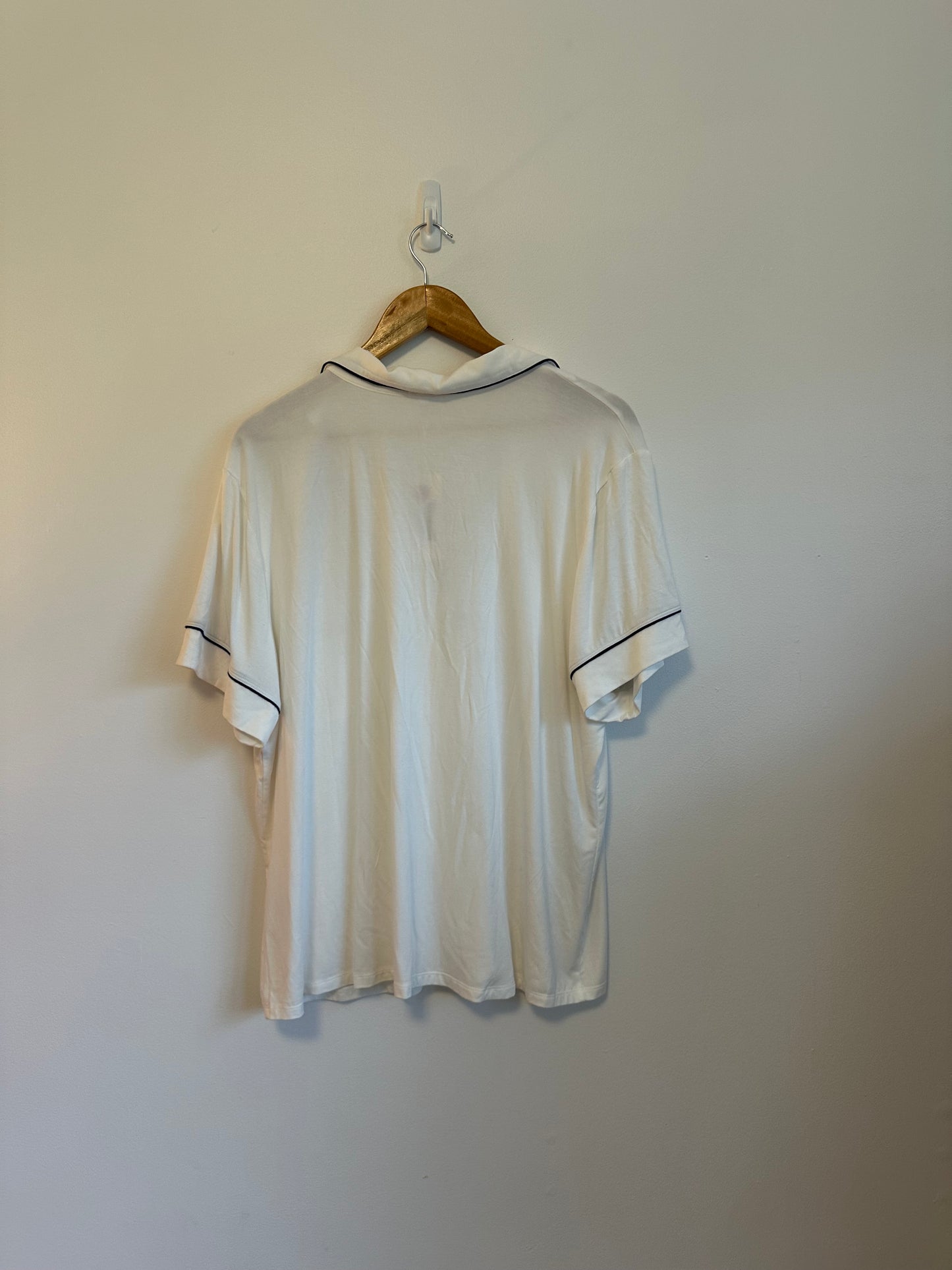 NWT Eberjey Gisele Modal Relaxed Short PJ Set in Pure Ivory and Navy | Size XL