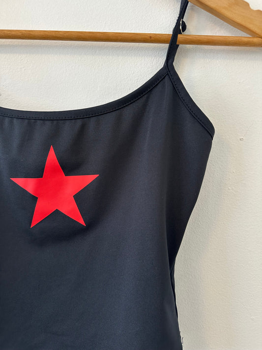 Princess Polly Black and Red Star Cropped Cami Tank Top | Size 2