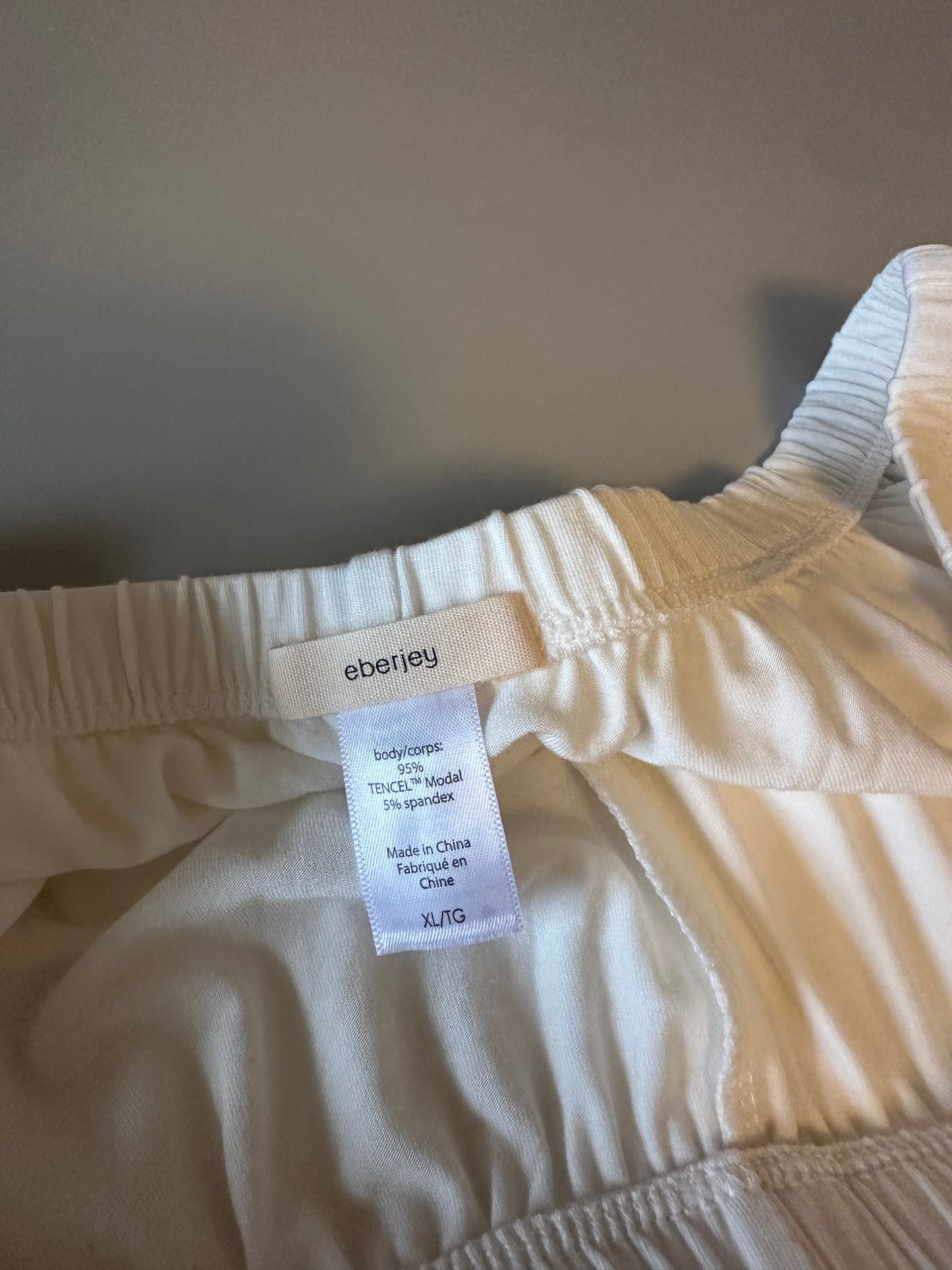 NWT Eberjey Gisele Modal Relaxed Short PJ Set in Pure Ivory and Navy | Size XL