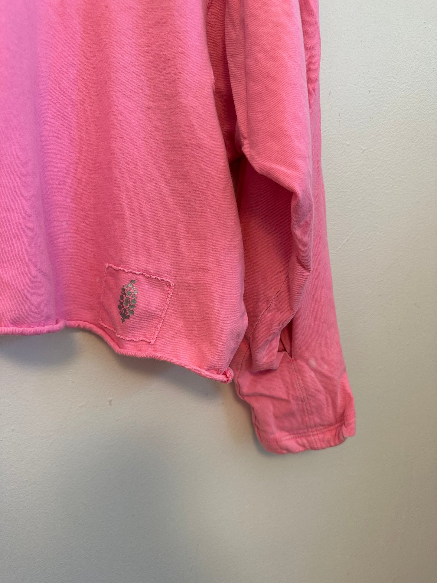 FP Movement by Free People Hot Pink Cropped Long Sleeve T-Shirt | Size Small