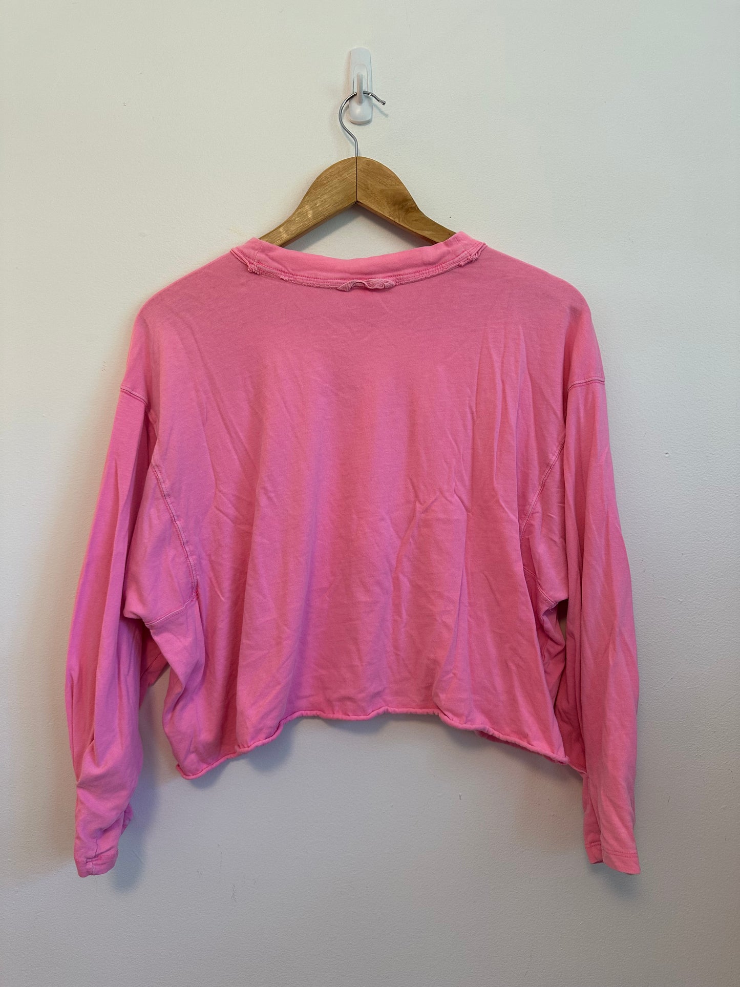 FP Movement by Free People Hot Pink Cropped Long Sleeve T-Shirt | Size Small