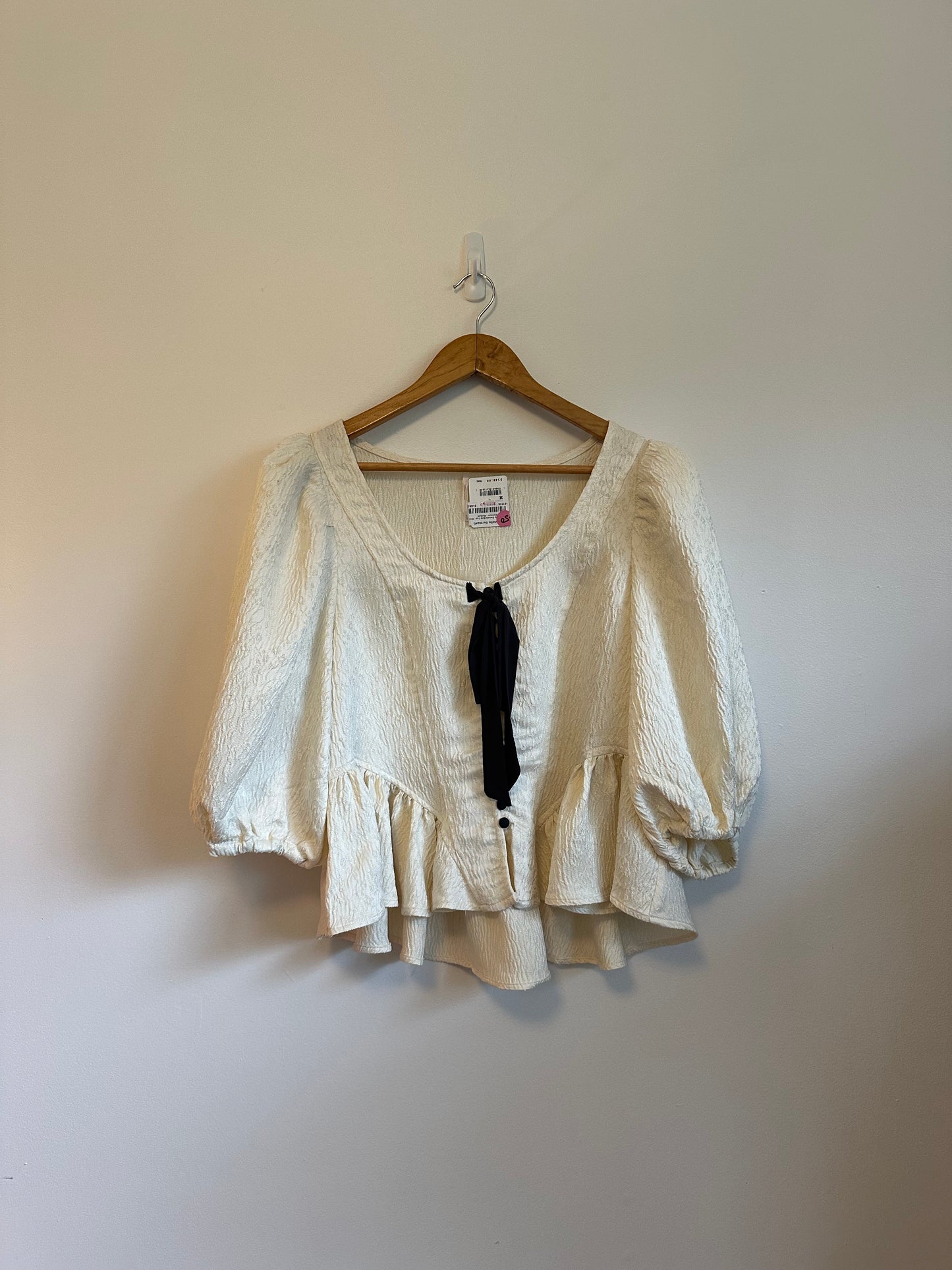 NWT Free People Pamela Bow Top in Ivory | Size Medium